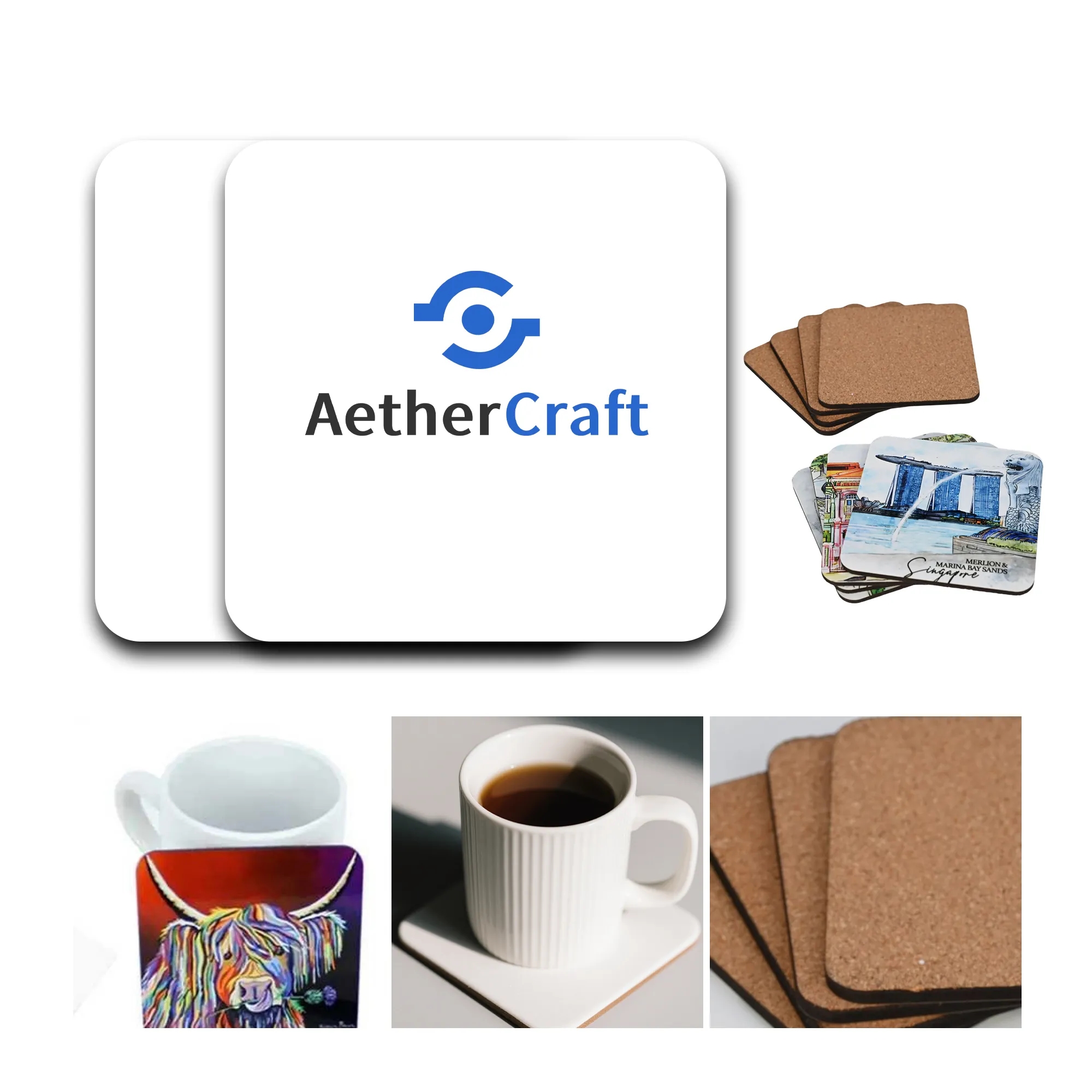 MOQ 50 Square Cork Drink Coaster 2