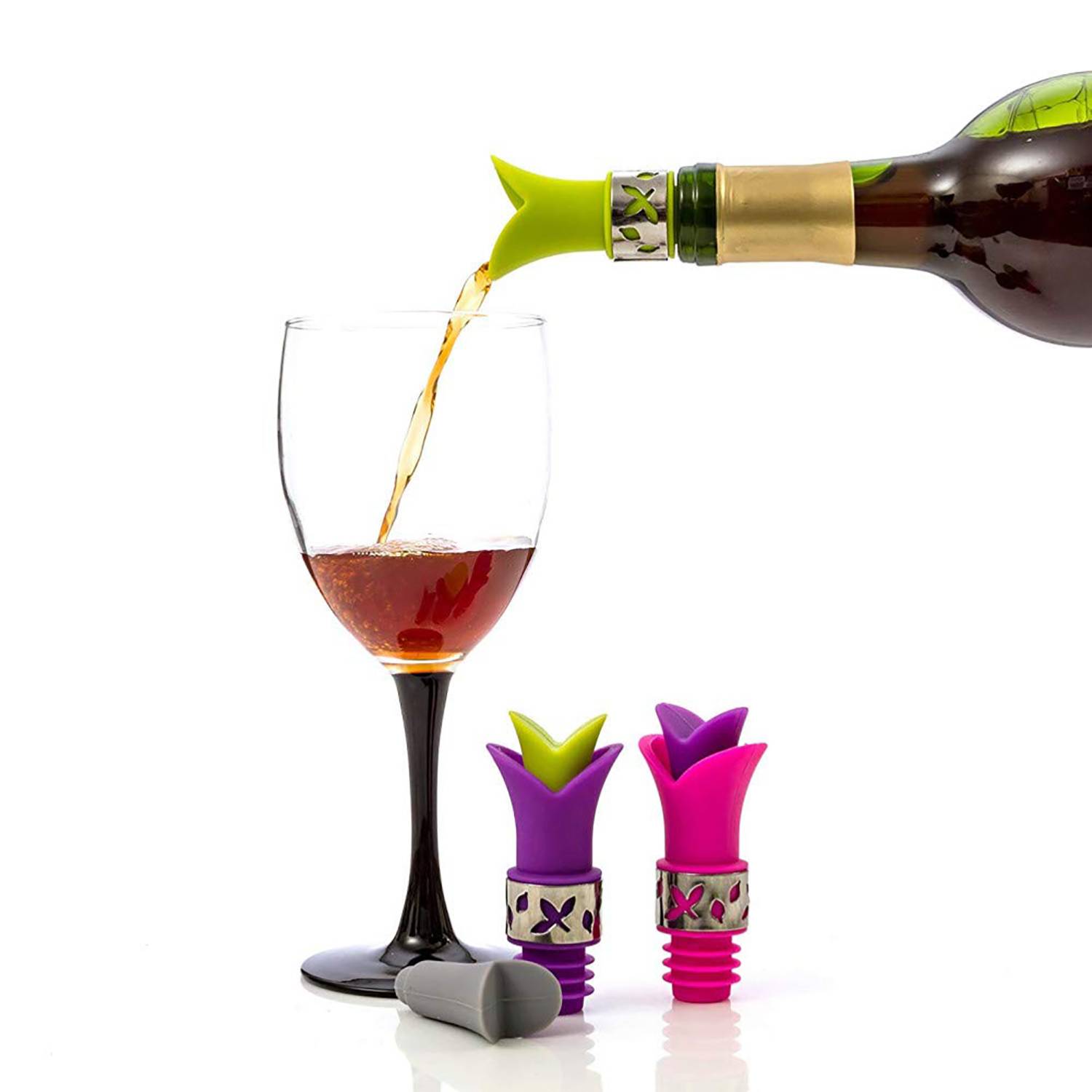 Silicone Lily Wine Bottle Stopper Pourer 8