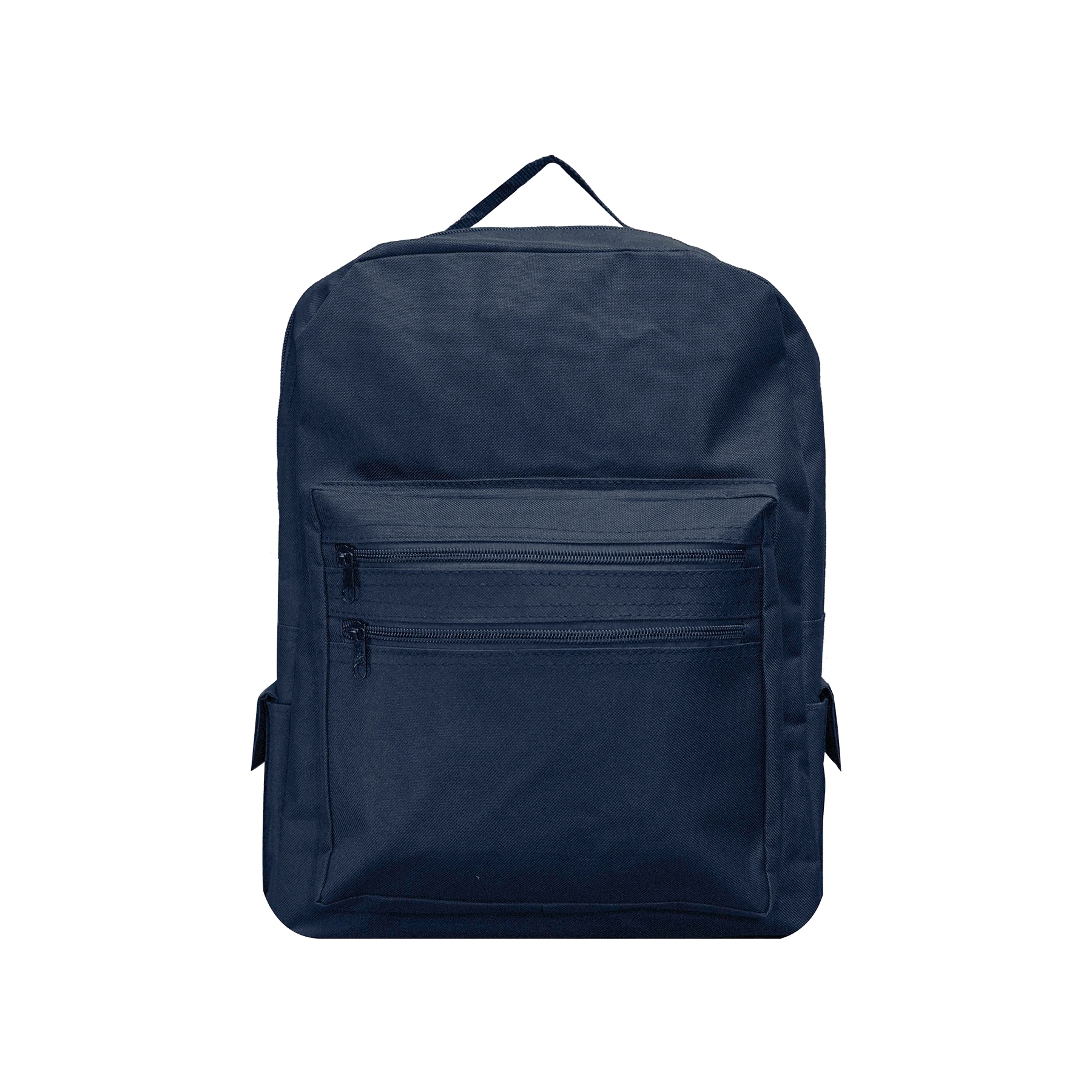 Backpack with large front compartment & 2 side pockets. 2