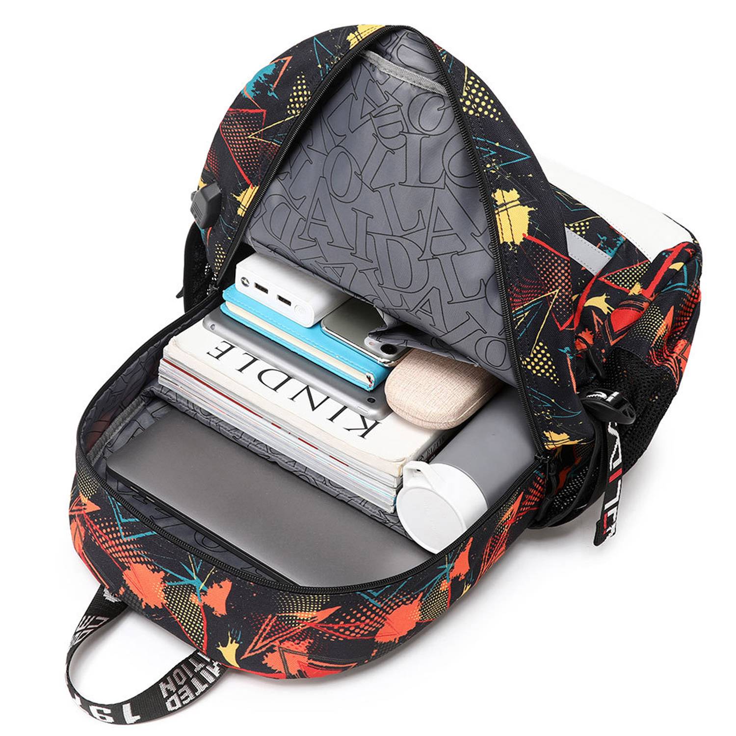 Reflective Oxford Travel Backpack w/ USB Port 13