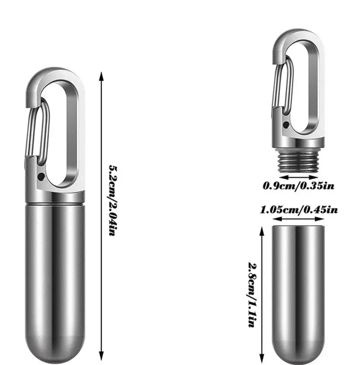 Pill Bottle Keychain Container 2.52*0.59In 3