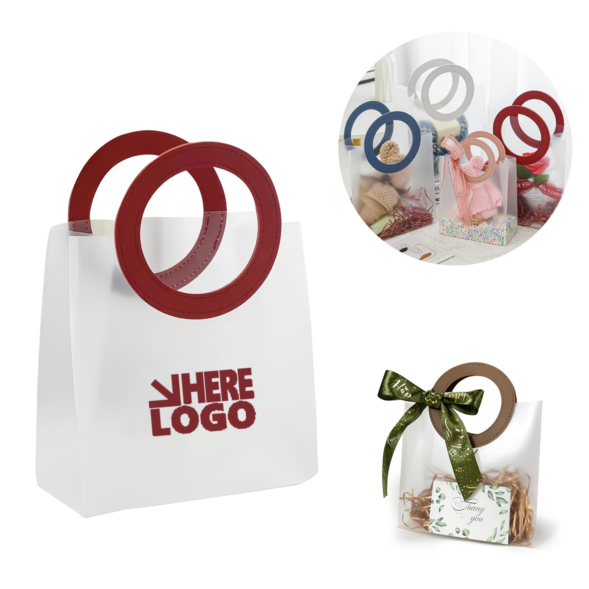 Durable Frosted Gift Tote with PU Handles 1