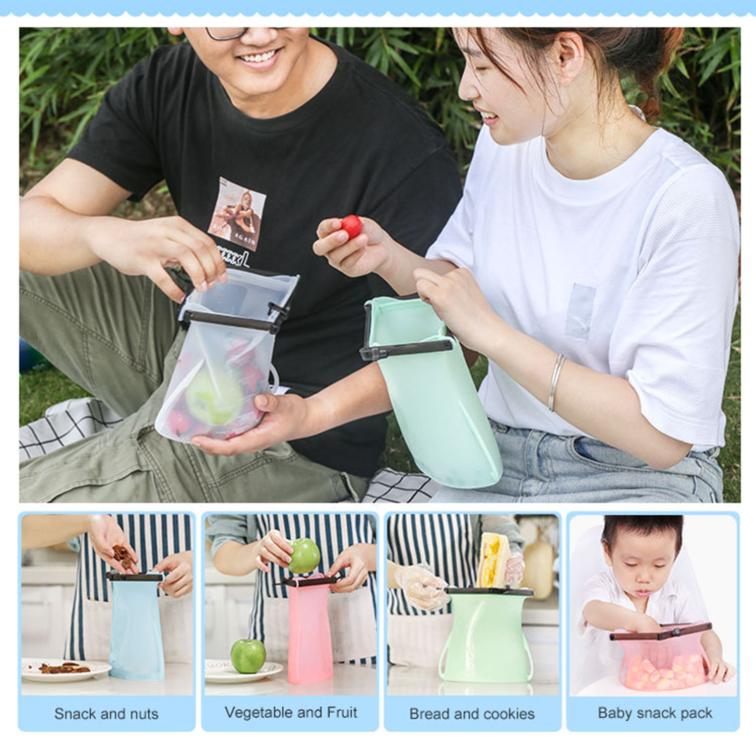 Kitchen Food Bag Reusable Silicone 4
