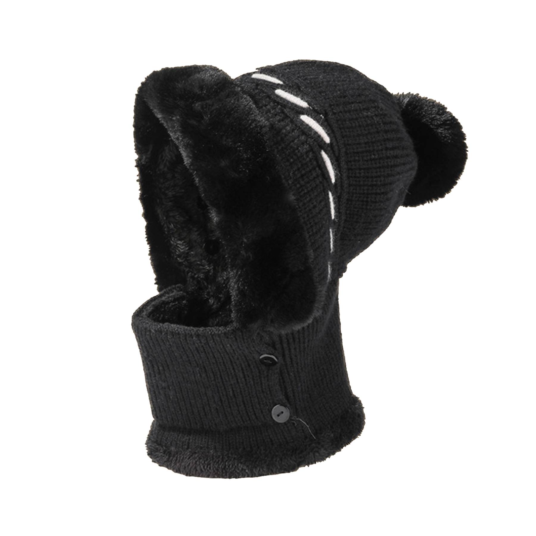 Winter Warm One Piece Fleece Scarf Mask Knitted Hat 8