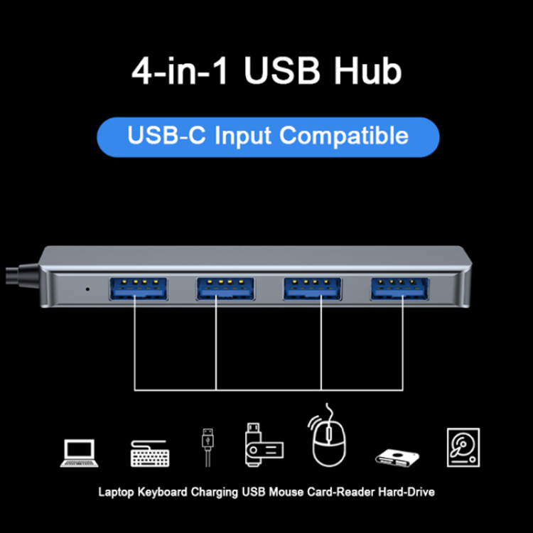 Slim Type-C 4-Port USB 3.0 Adapter – Compatible with MacBook & Laptops 1