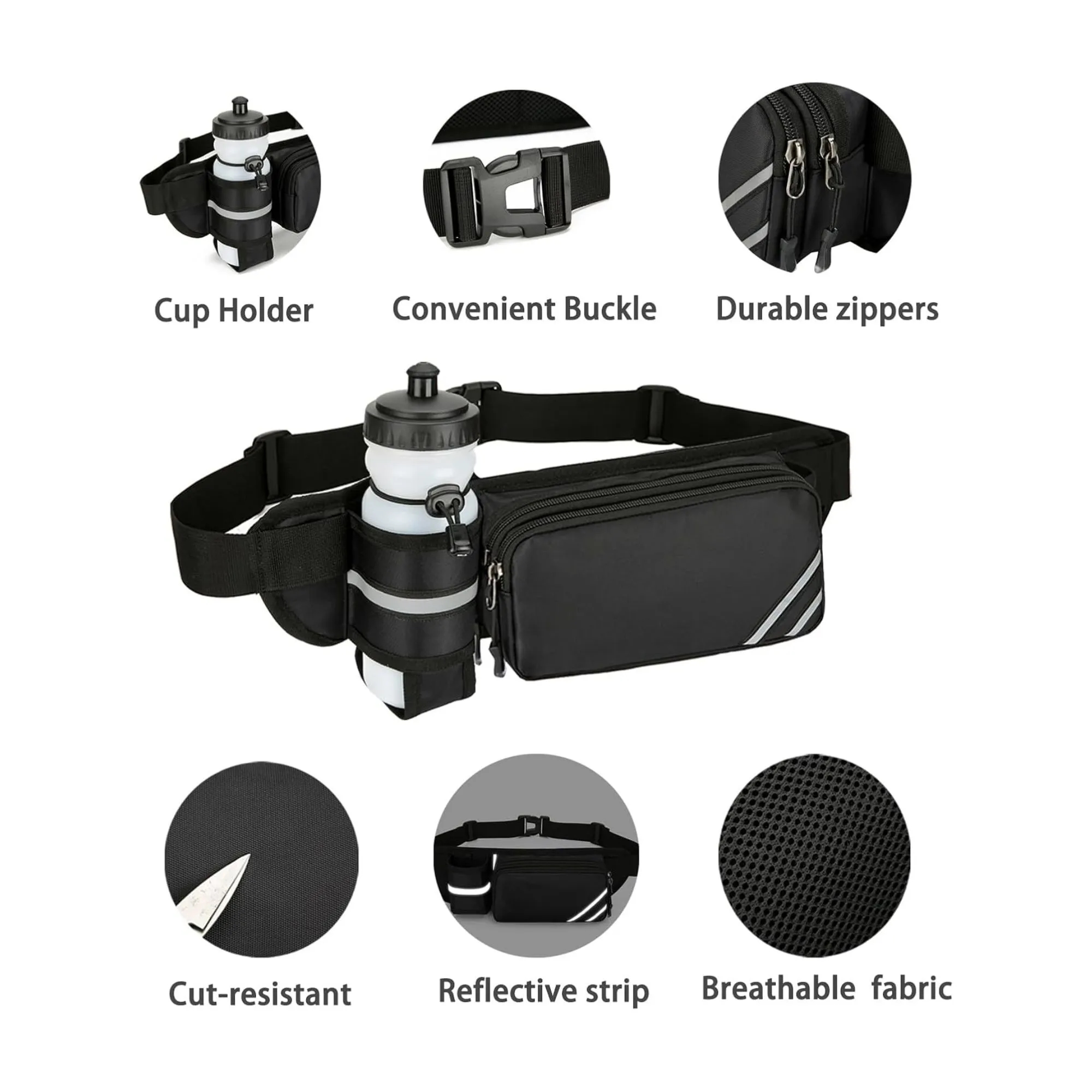 Waterproof Large Capacity Reflective Water Bottle Waist Bag 2
