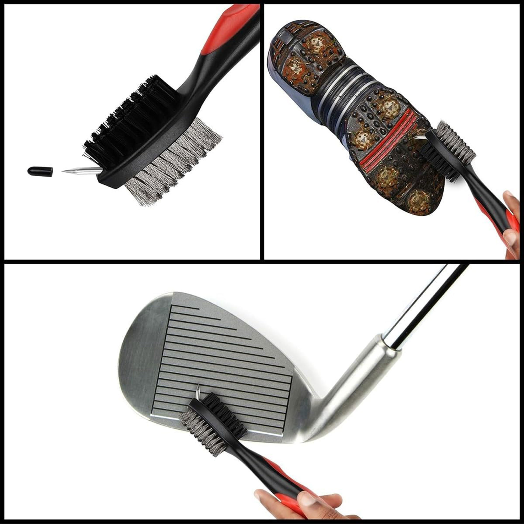 Dual-Sided Golf Club Cleaning Brush With Clip 3