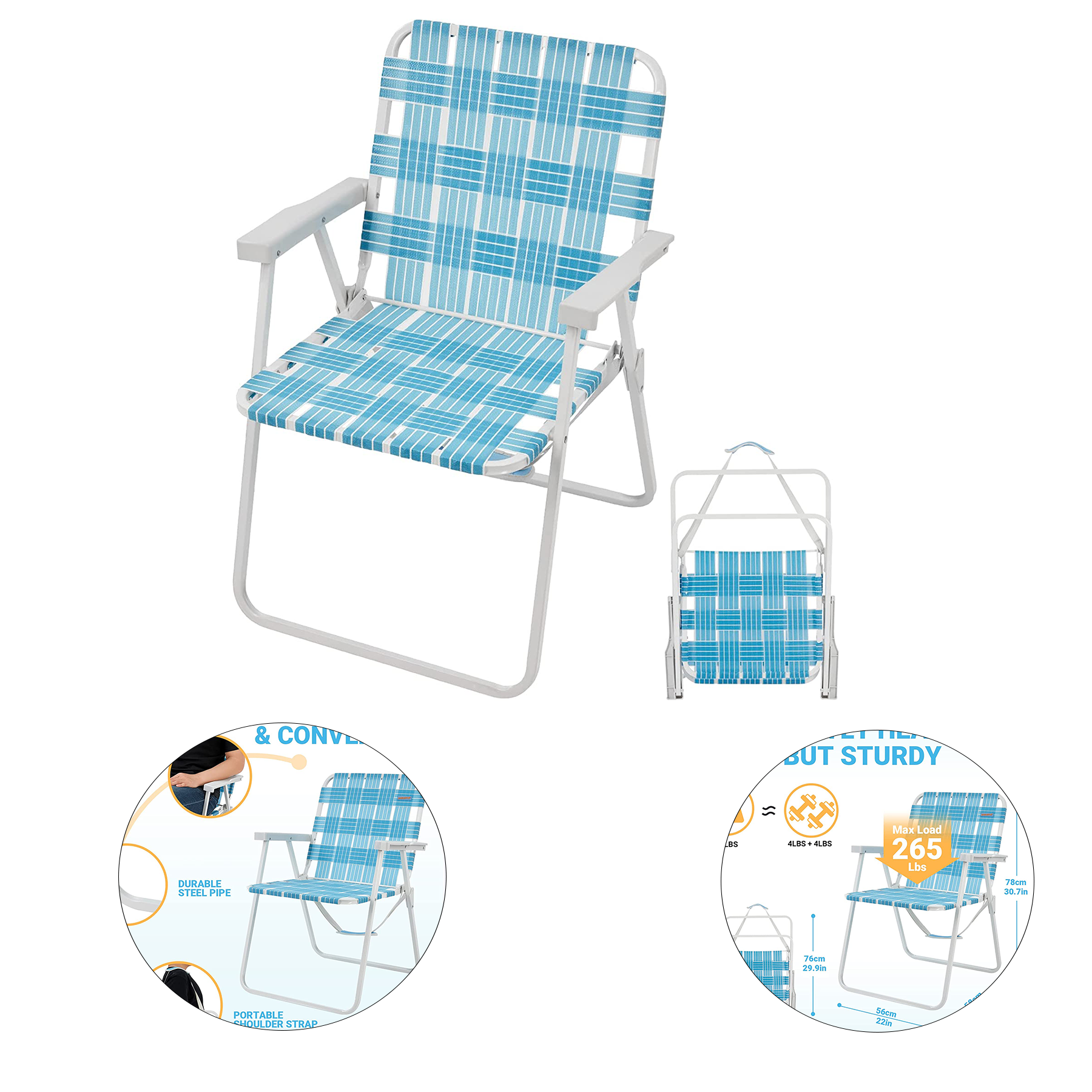Folding Webbed Lawn Beach Chair 2