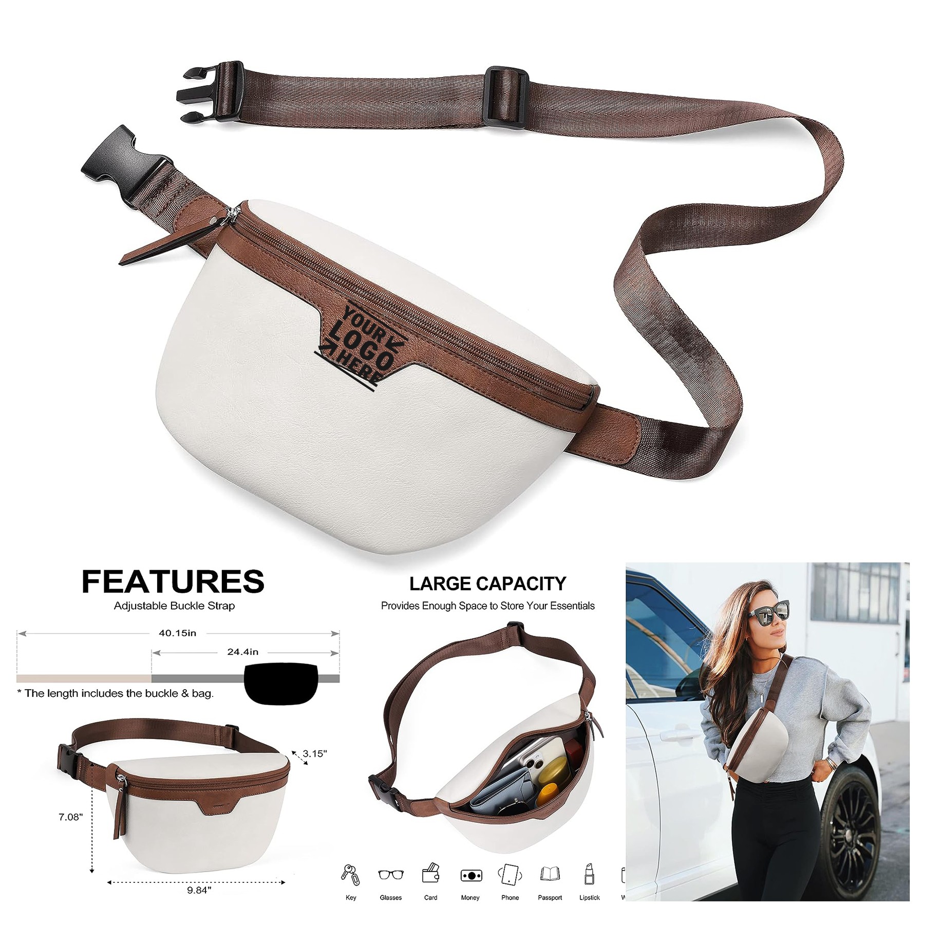 Women Fanny Pack Waterproof Cross body Belt Vegan Leather Waist Bag With Adjustable Strap 1