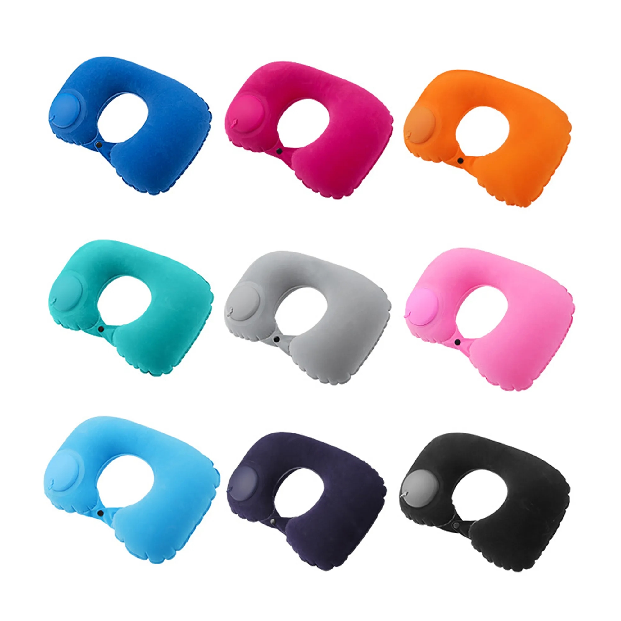 Press-To-Inflate Portable Flocked Square Pillow 2
