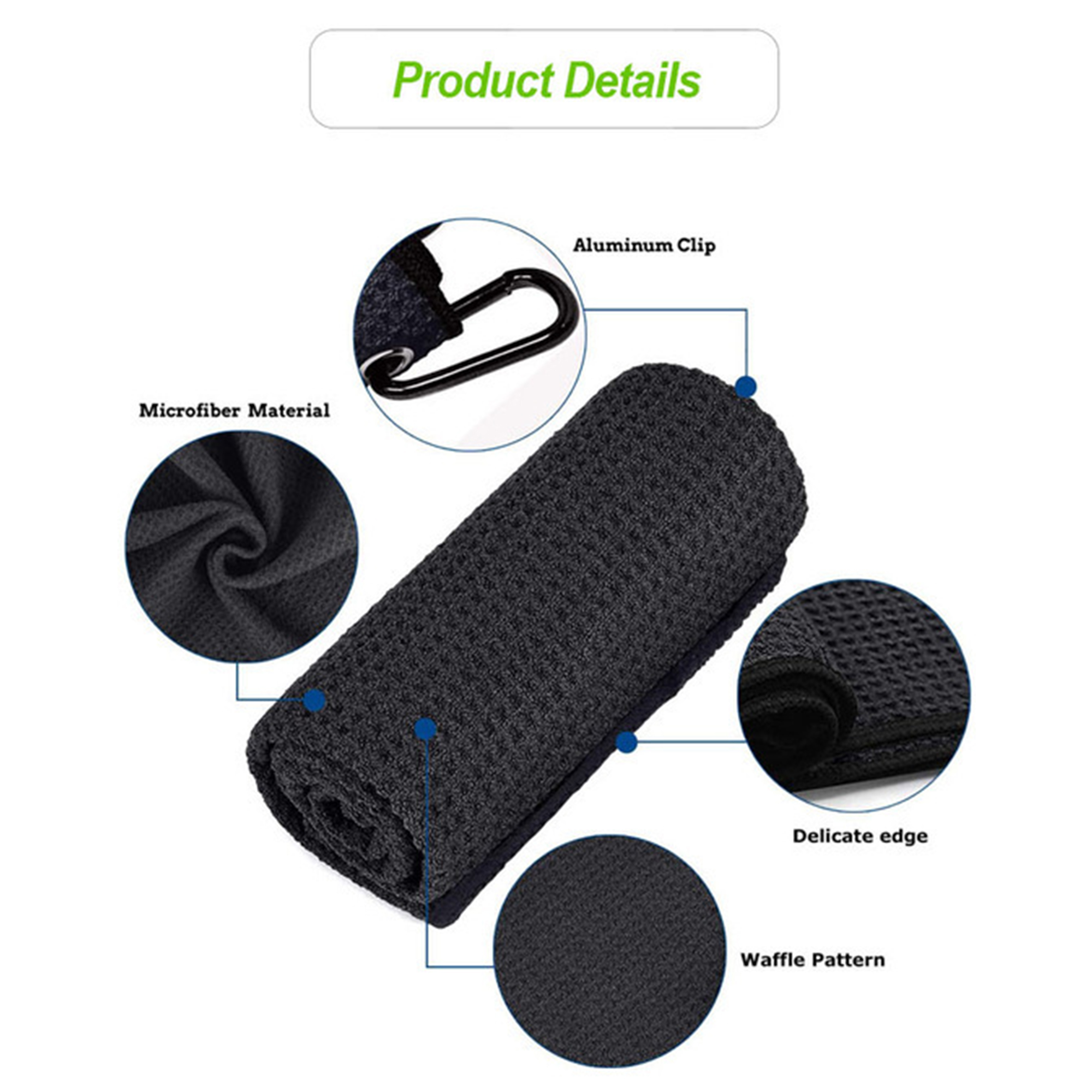 Soft Golf Towel Outdoor Sports Fitness Band Metal Buckle 7