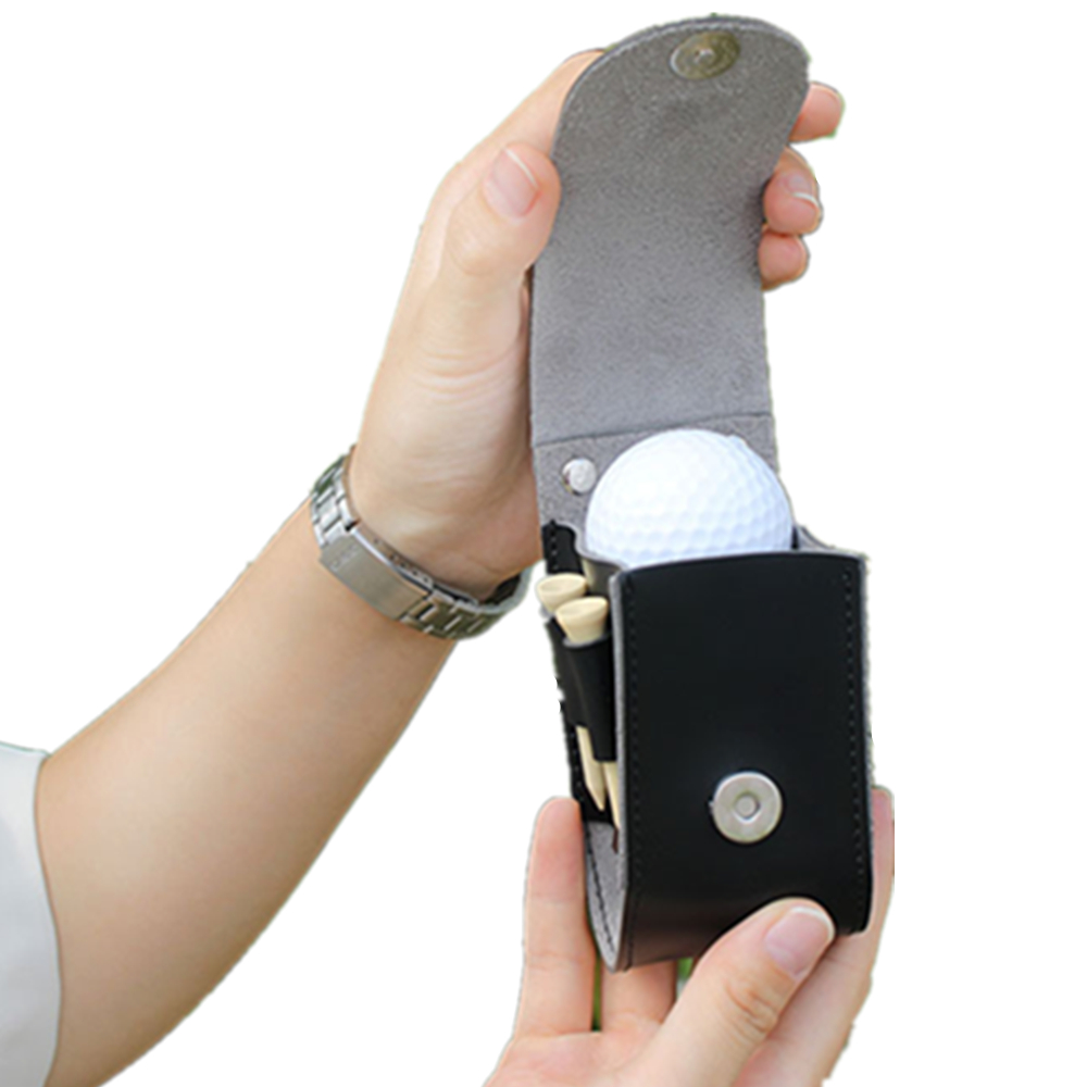 Classic Leather Golf Ball Holder Bag 4