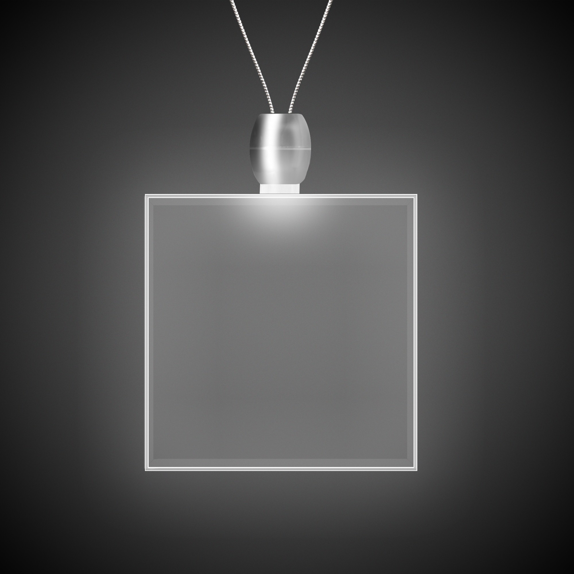 Square White Light-Up Acrylic Pendant Necklace