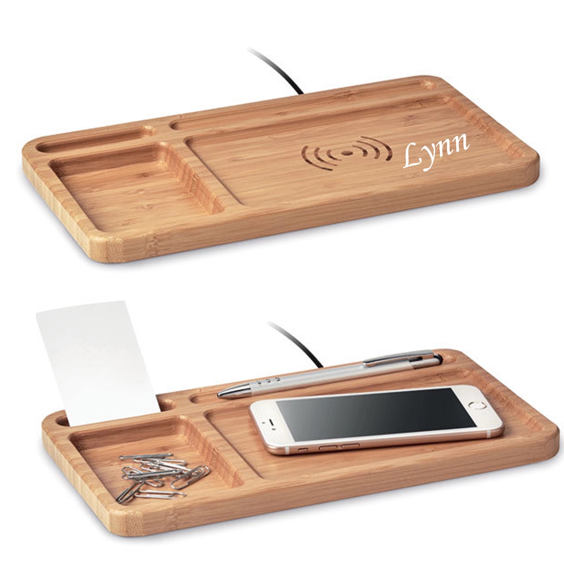 Bamboo Dual Port Power Bank with Wireless Charger 2
