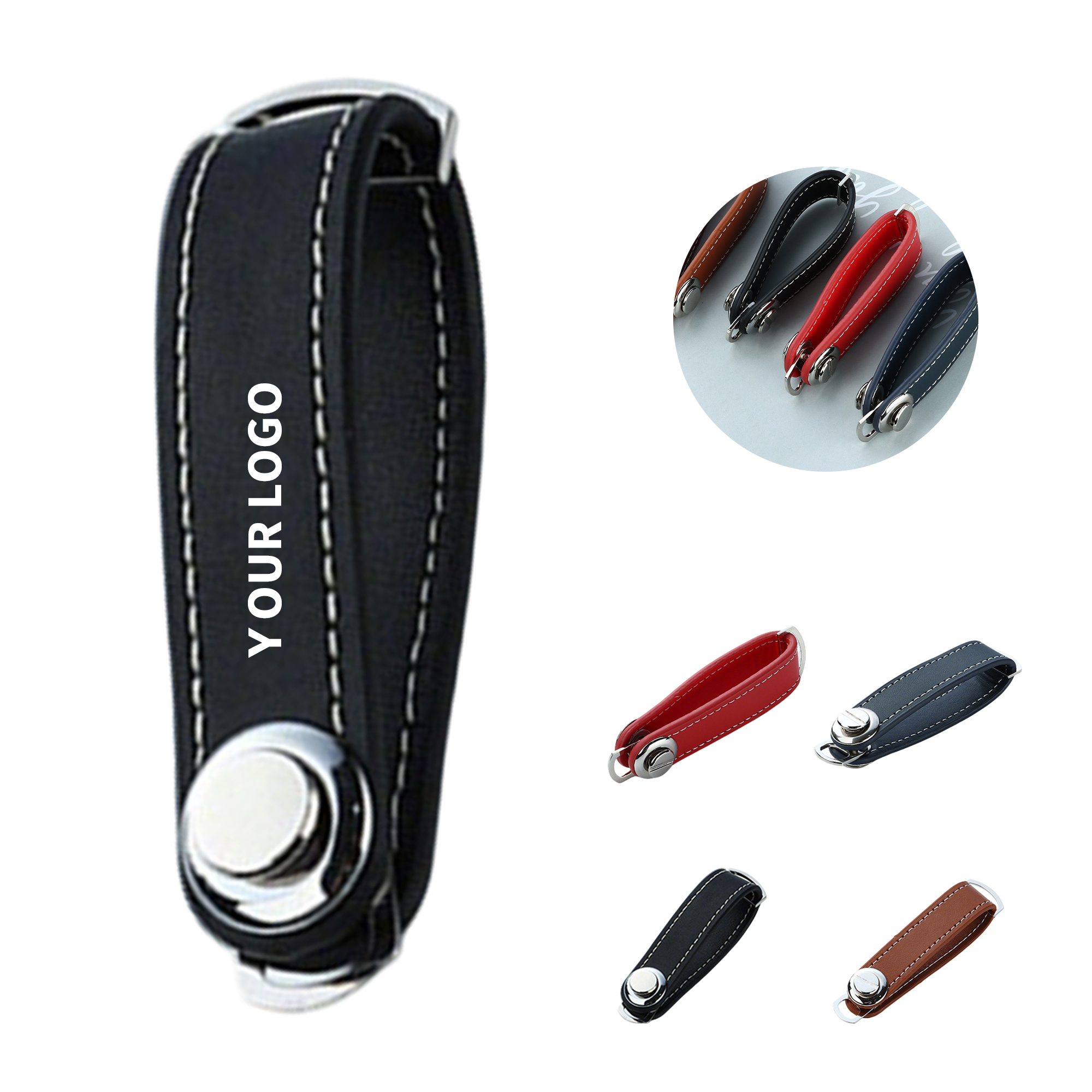 Leather And Metal Key Ring With Polished Detail 7