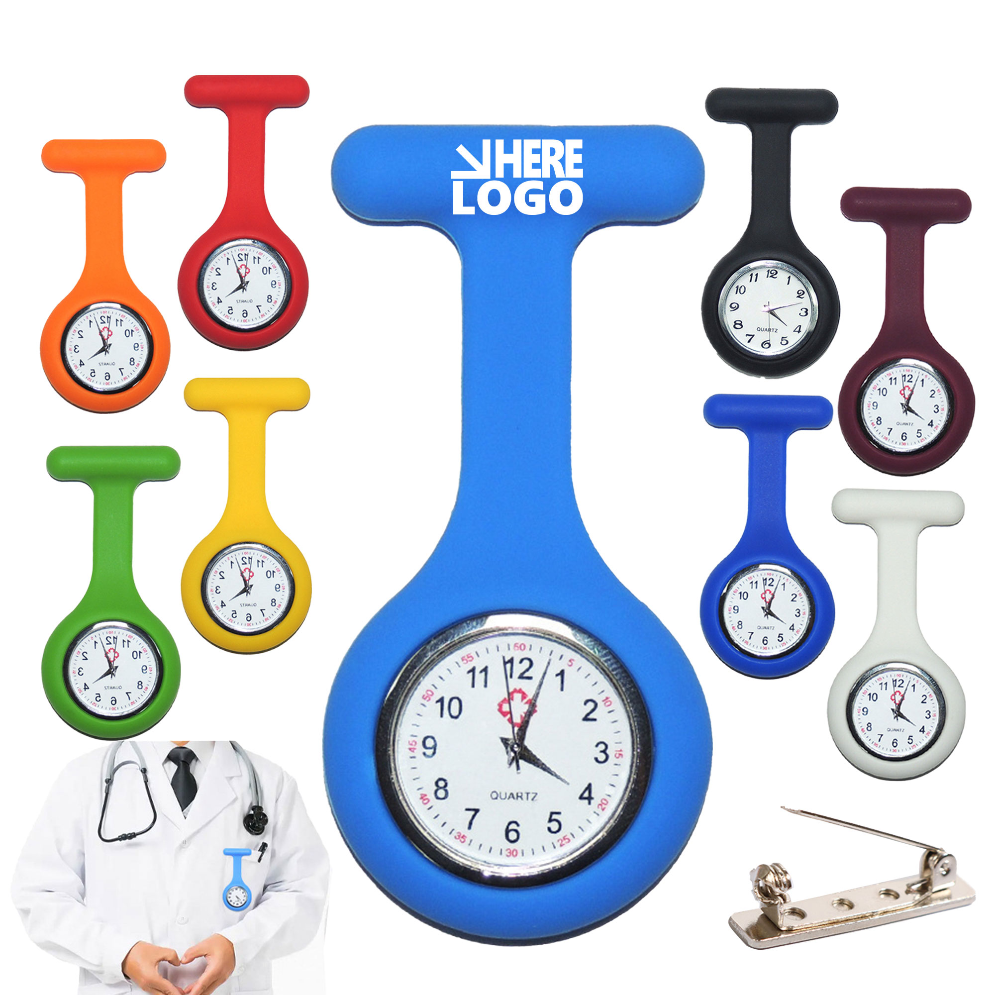 MOQ 50 Silicone Waterproof Nurse Watch Pins 2