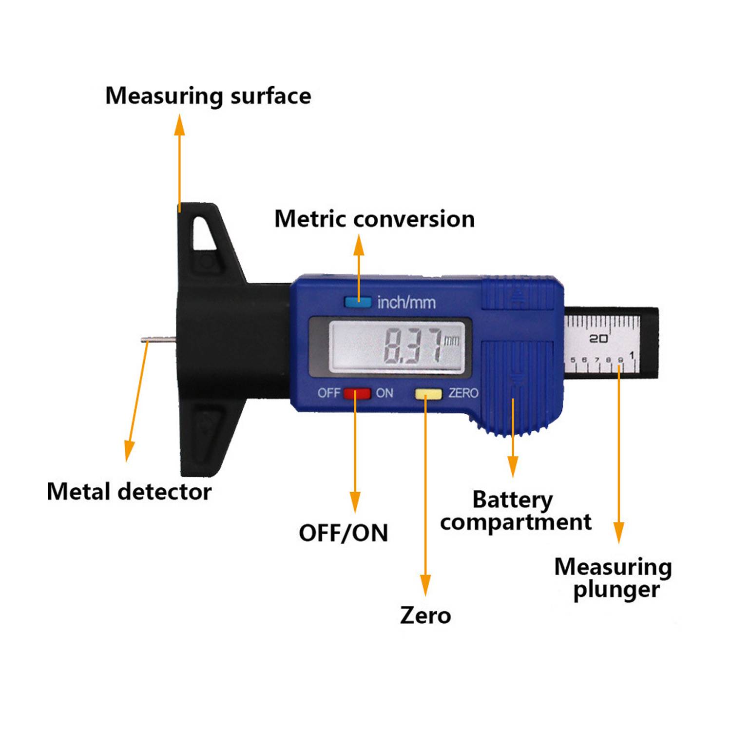 Easy Read Digital Tire Tread Depth Gauge 6