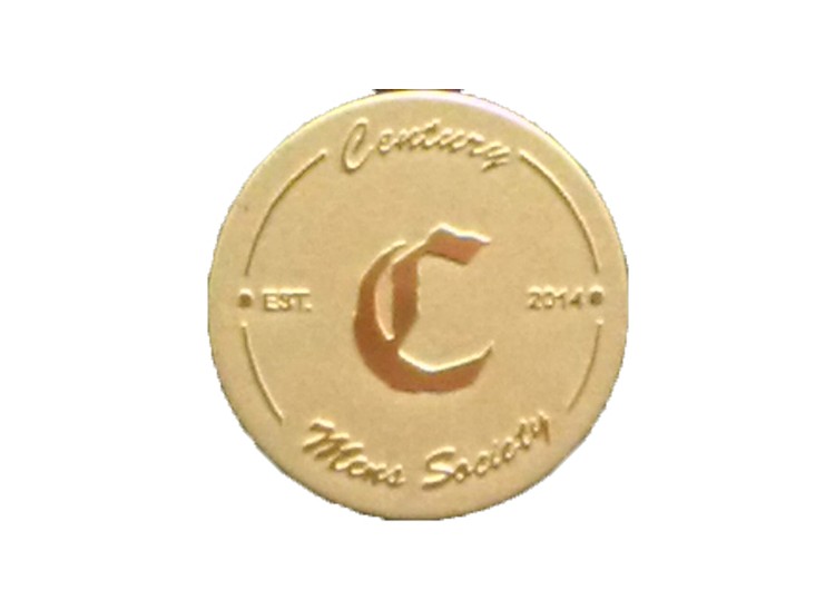 Round 1.25" Polished Brass Etched Lapel Pin - USA Made 2