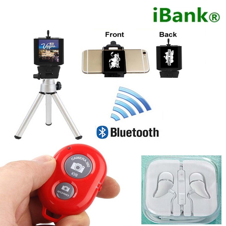 iBank ® Smartphone Tripod+Bluetooth Shutter+Headphones & Mic 1