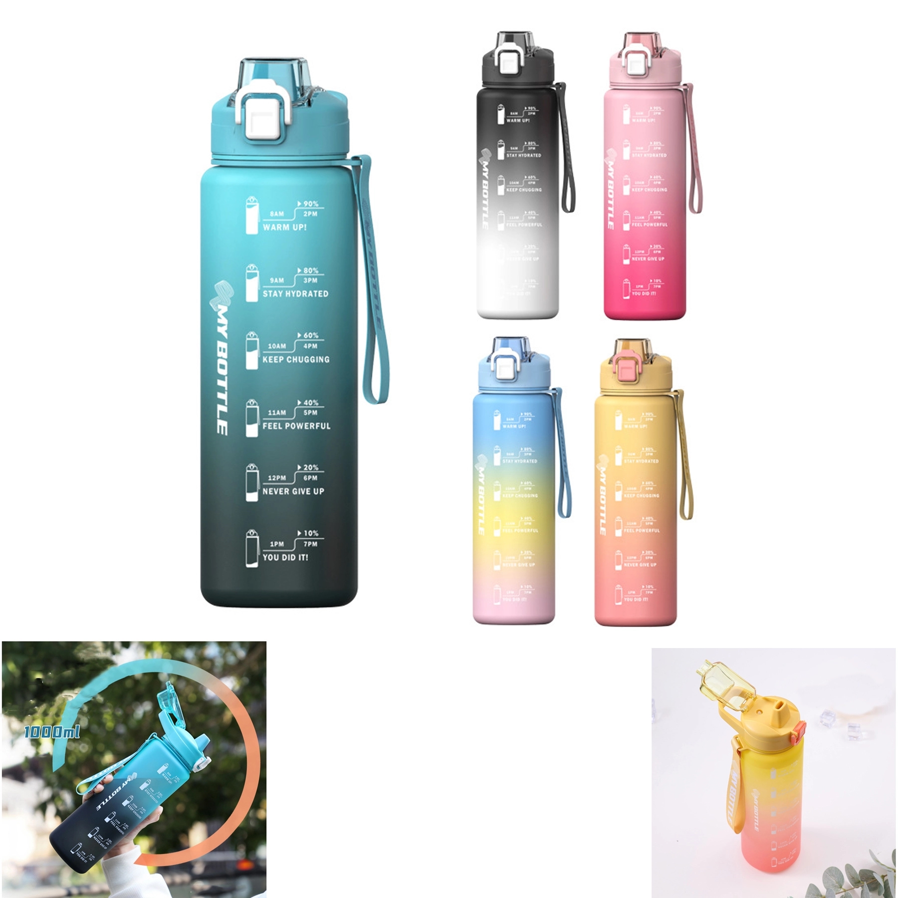 32Oz Large Water Bottle With Motivational Time Marker 1