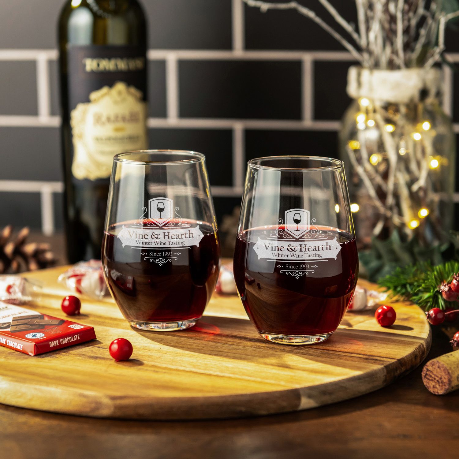 ETCHED STEMLESS WINE GLASS 11.5 OZ 9