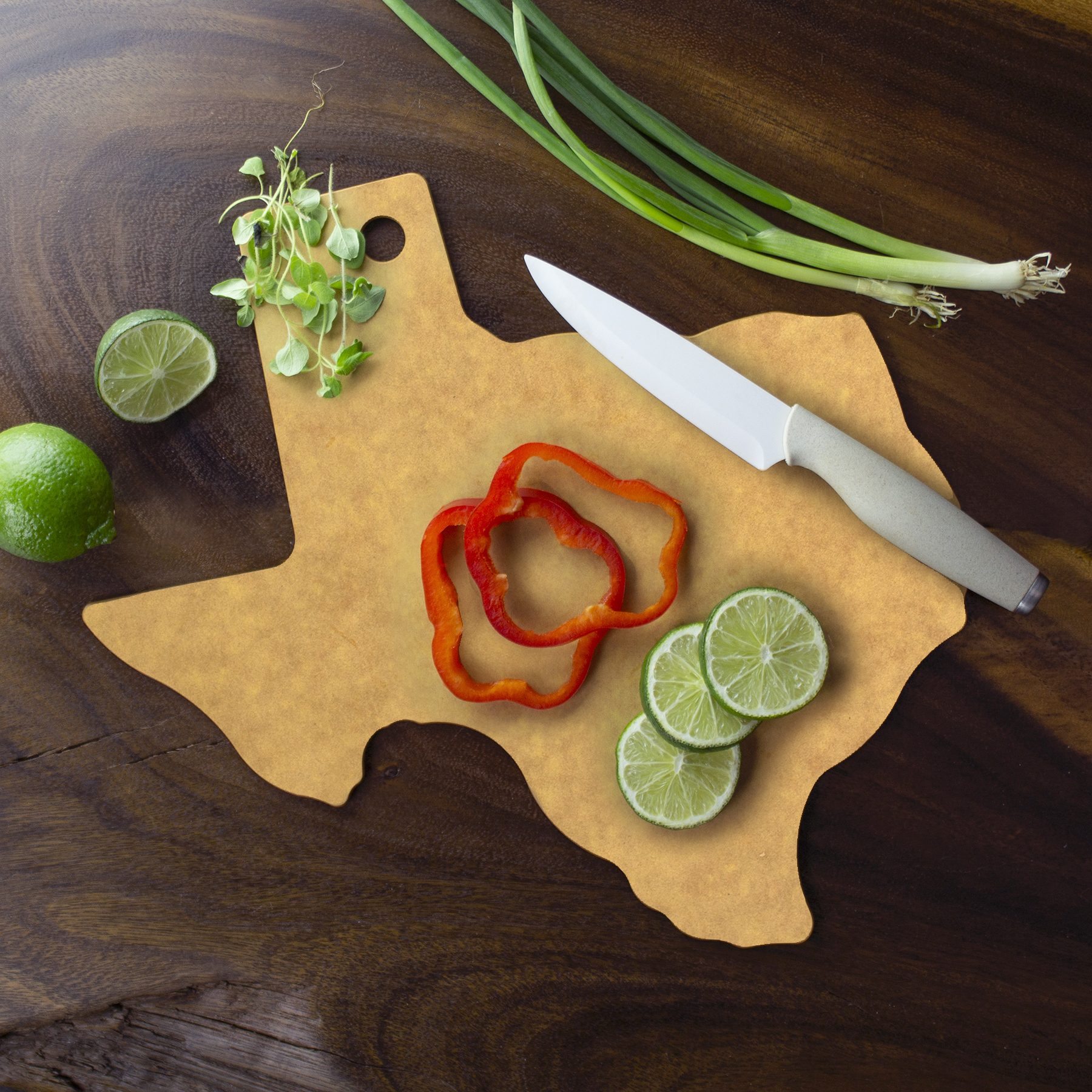 Vellum™ Texas Shaped Wood Paper Composite Serving and Cutting Board, Dishwasher Safe 5
