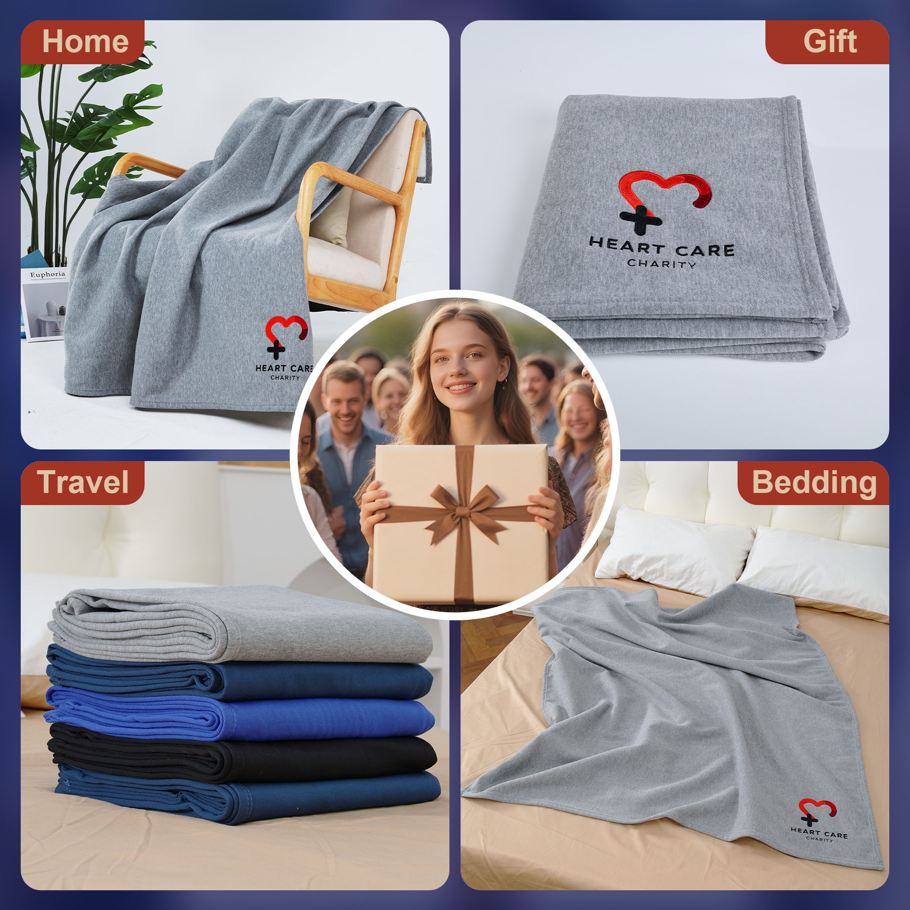 290GSM Sweatshirt Throw Blanket 50" X 60" 4