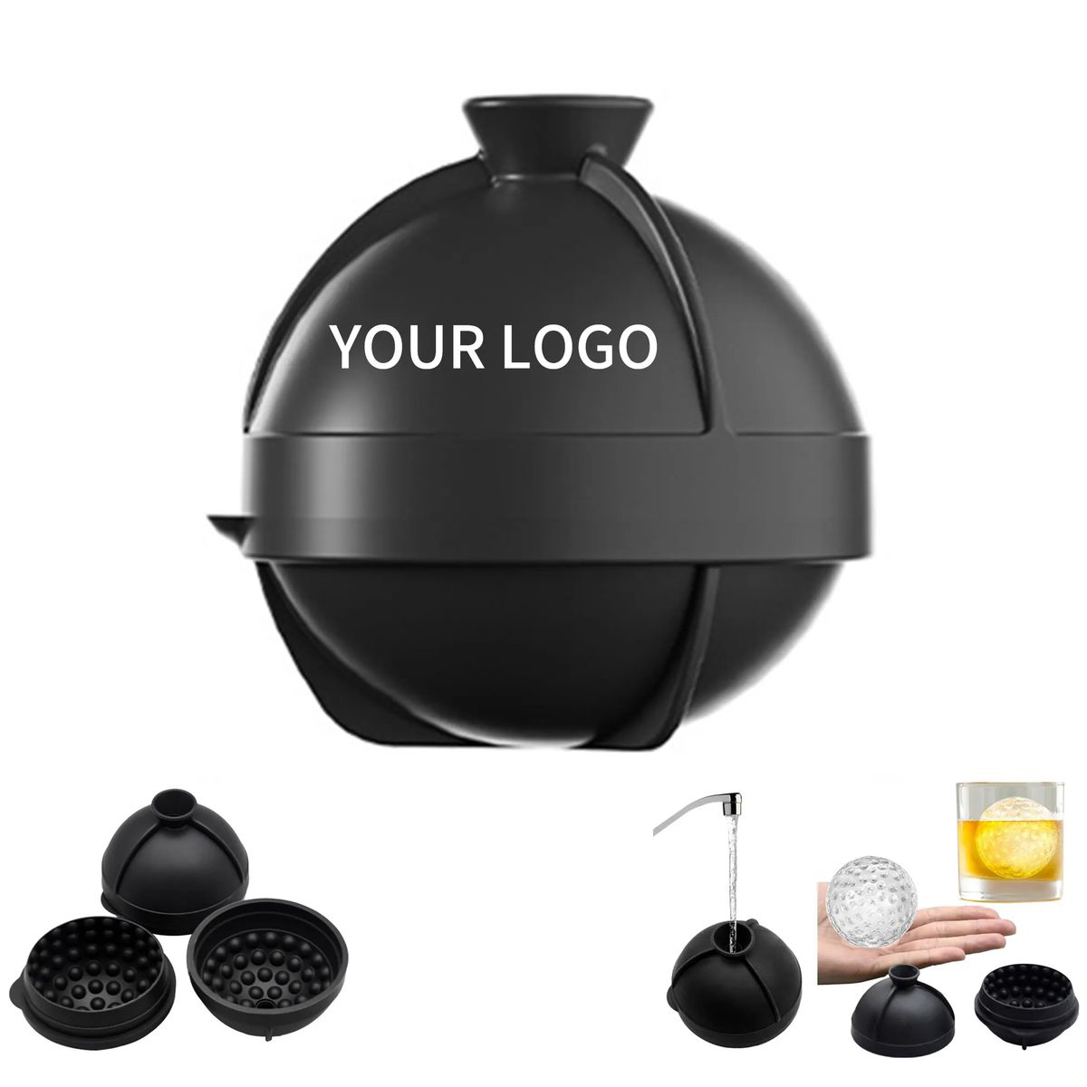 Golf Ball Shaped Ice Mold 2.8 Inch with Funnel Top 2