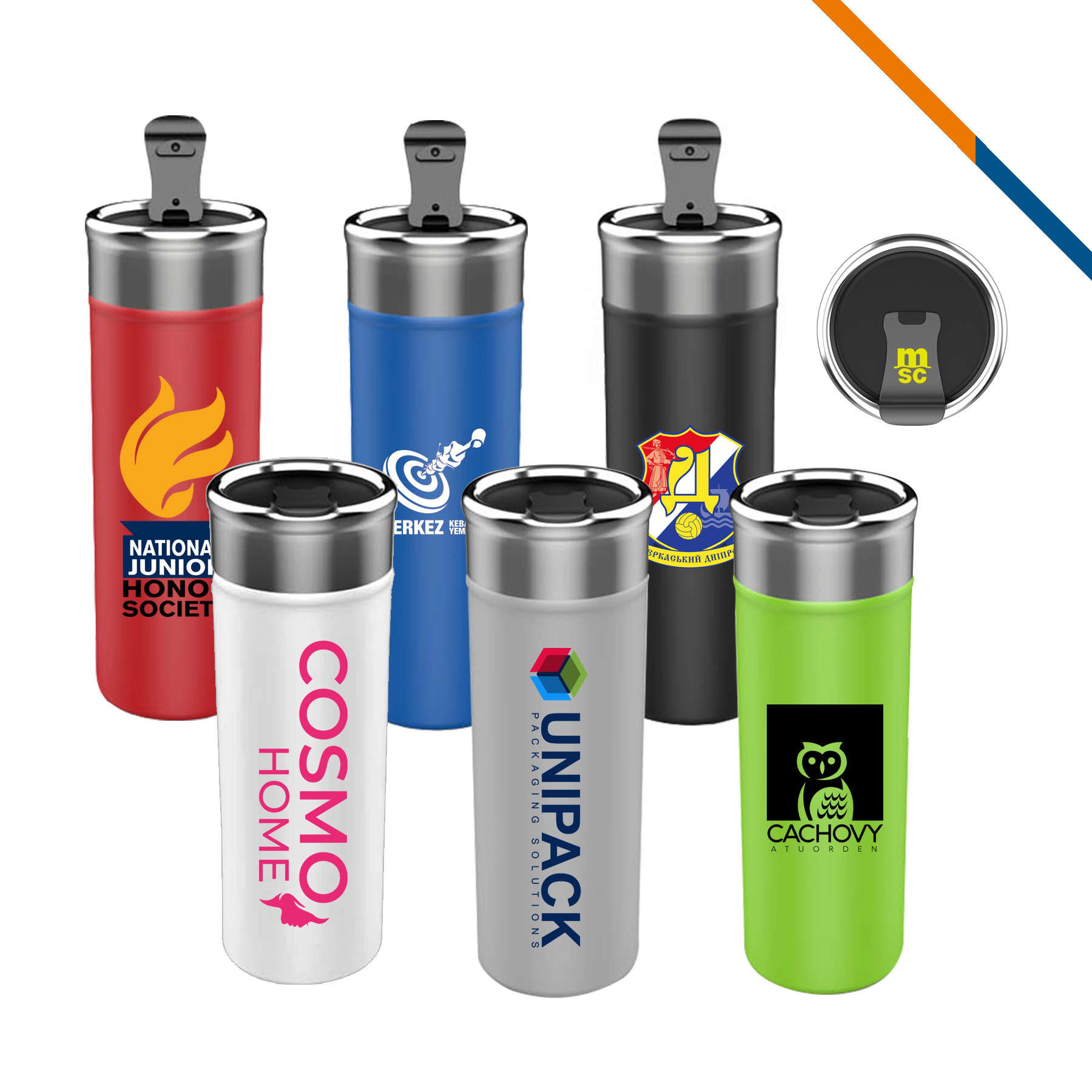 Bounce Stainless Steel Travel Bottle - 18 OZ., custom water bottle with logo imprint 2
