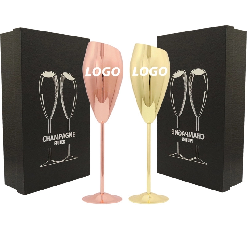 Custom 7 oz Stainless Steel Champagne Flutes Set of 2 2