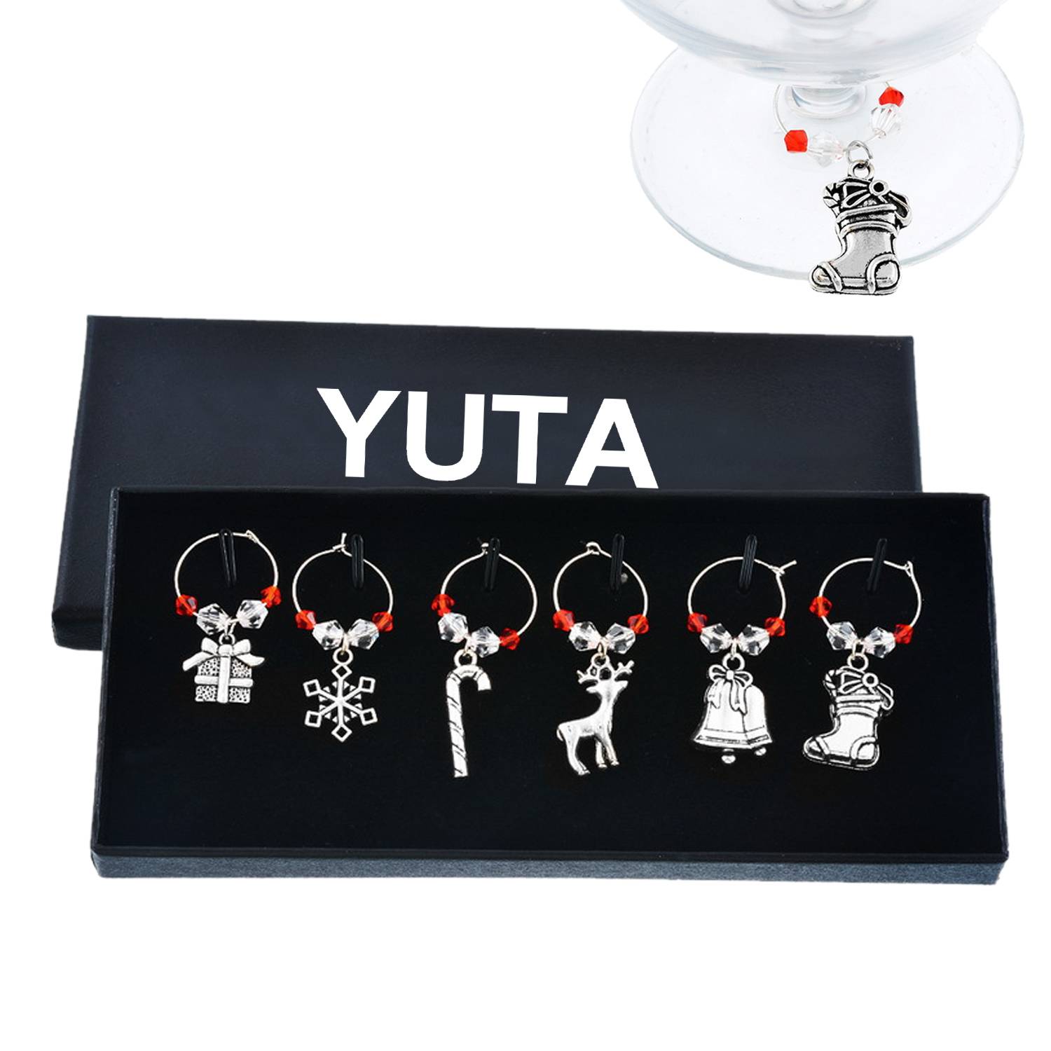 Christmas wine glass marker circle set 2