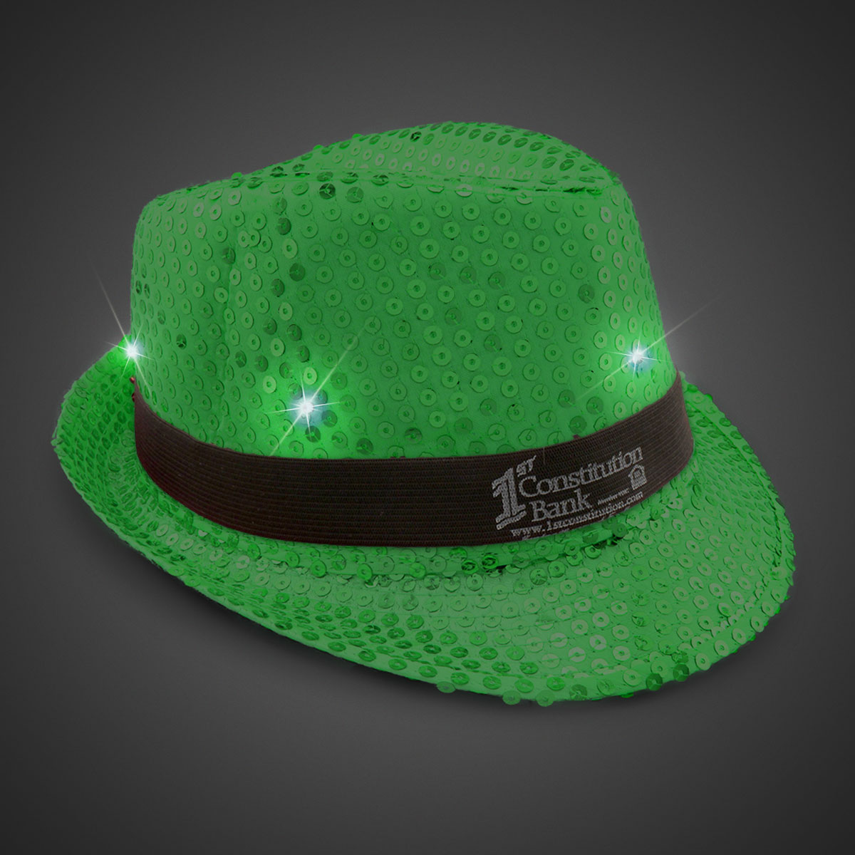 Green Sequin LED Fedora(blank) 2