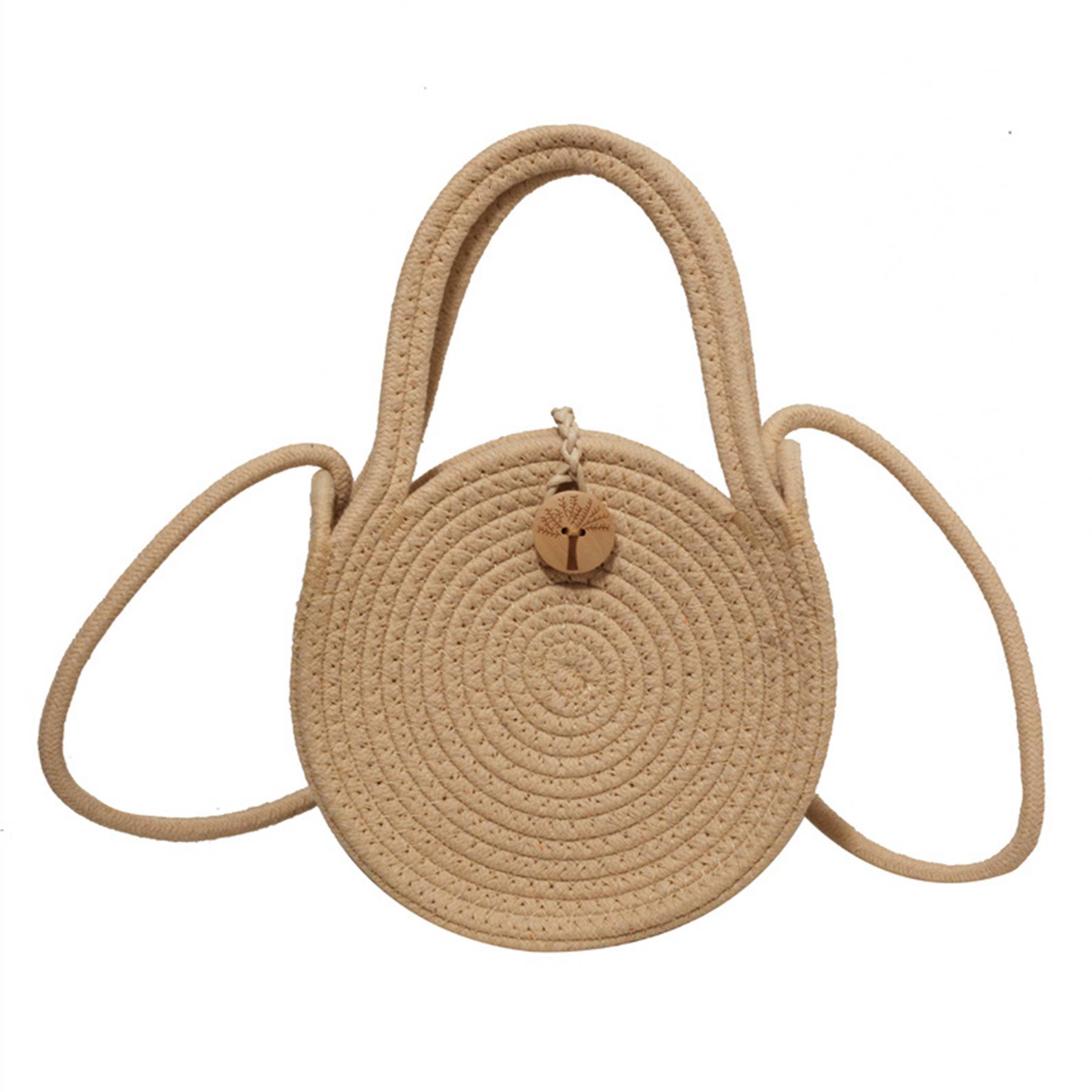 Straw Solid Round Tote Cross-body Bag 3