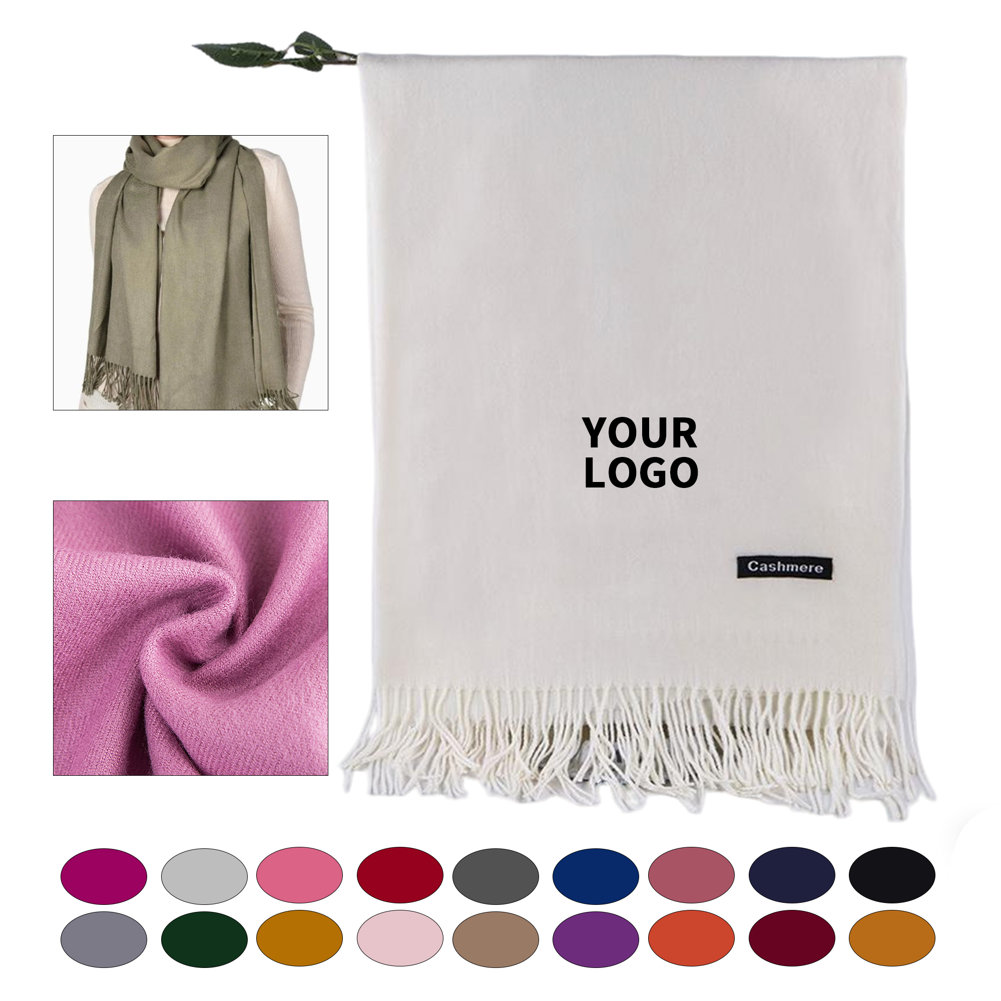 Soft Imitation Cashmere Woven Scarf With Fringe 71" By 28" 9