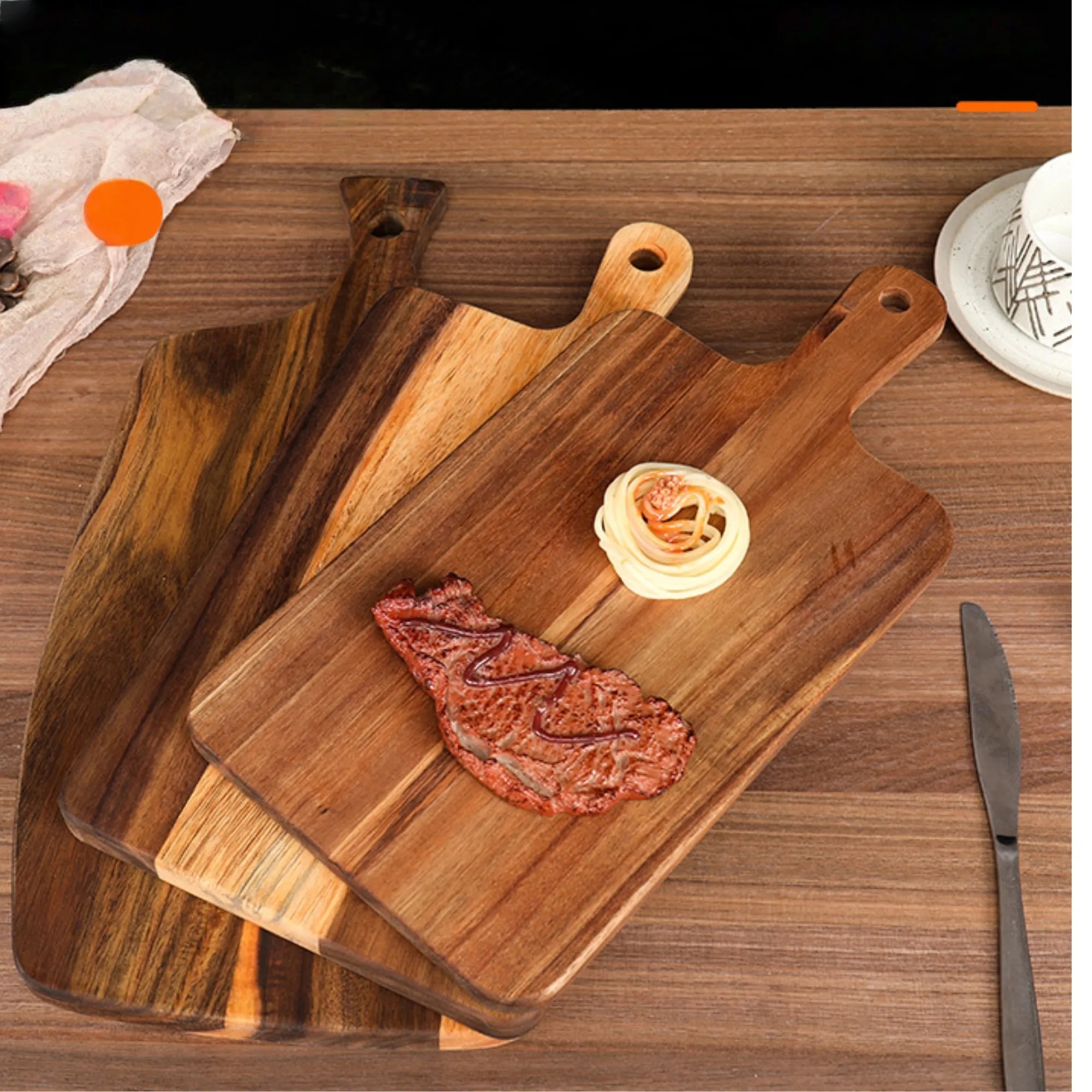 Wooden Cutting Board Tray Pizza Peel Paddle With Handle 4