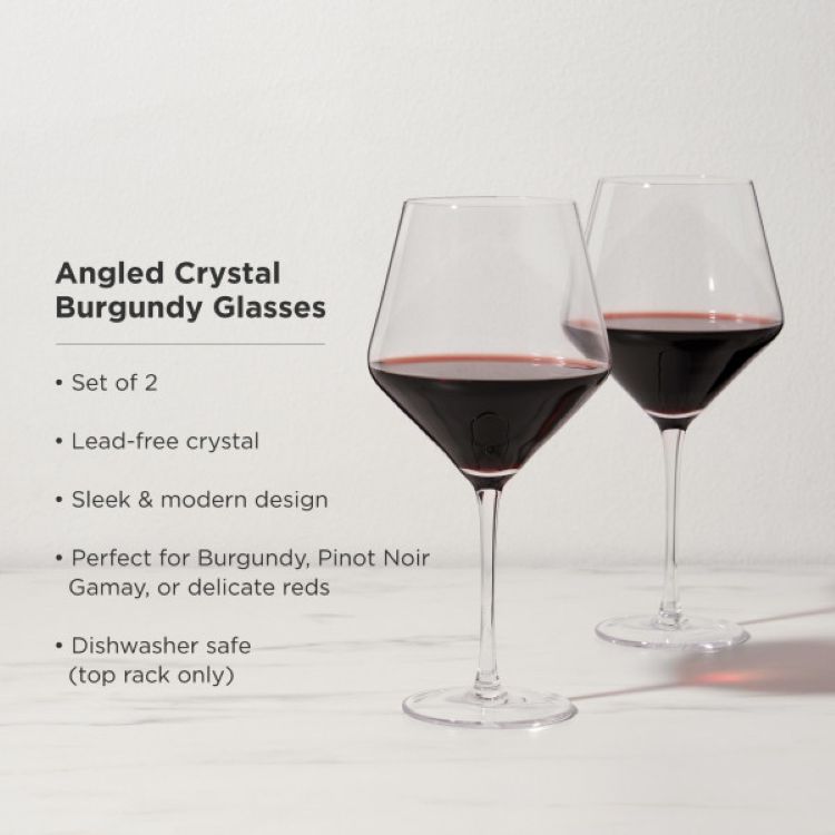 Viski® Raye Angled Crystal Burgundy Glass, set of 2 12