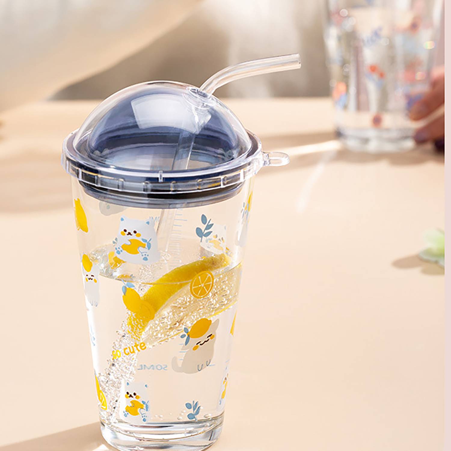 16oz Heat-Resistant Glass Cup w/ Straw 5