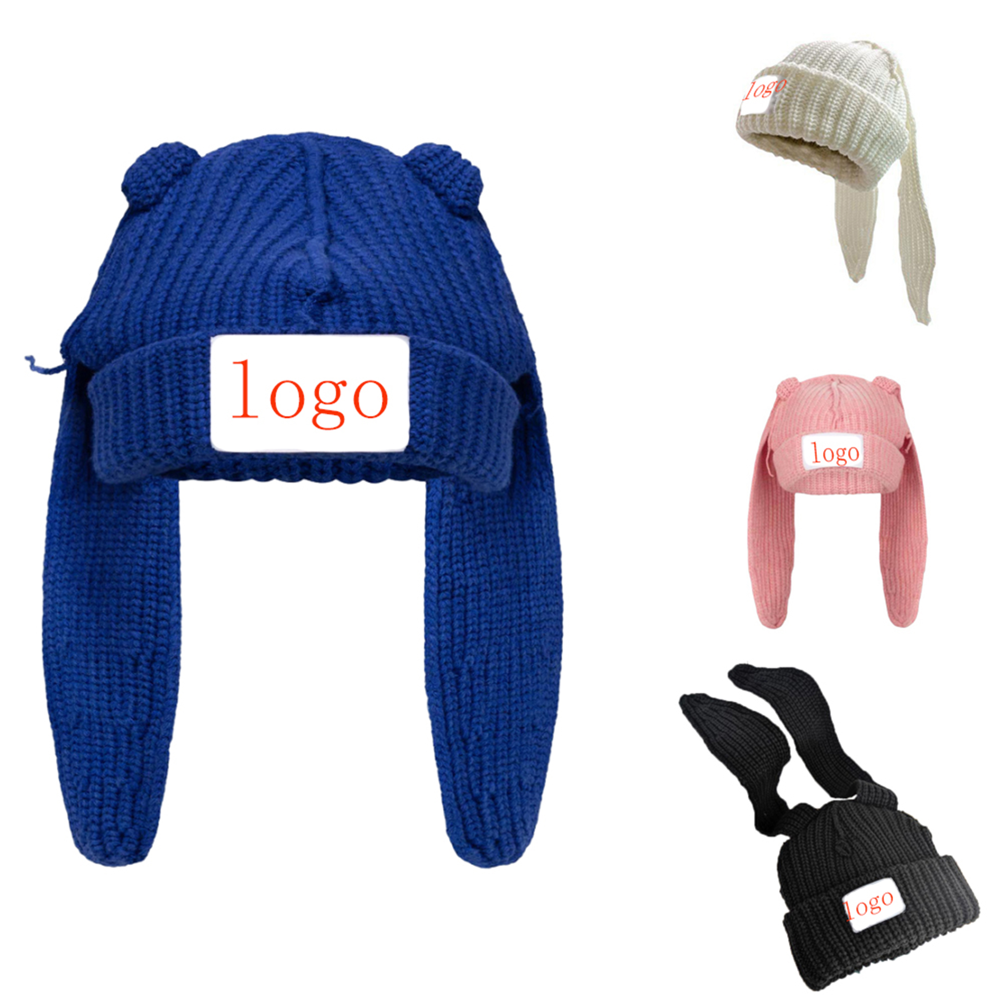 Adult Long Ears Knitted Beanie Hat 2