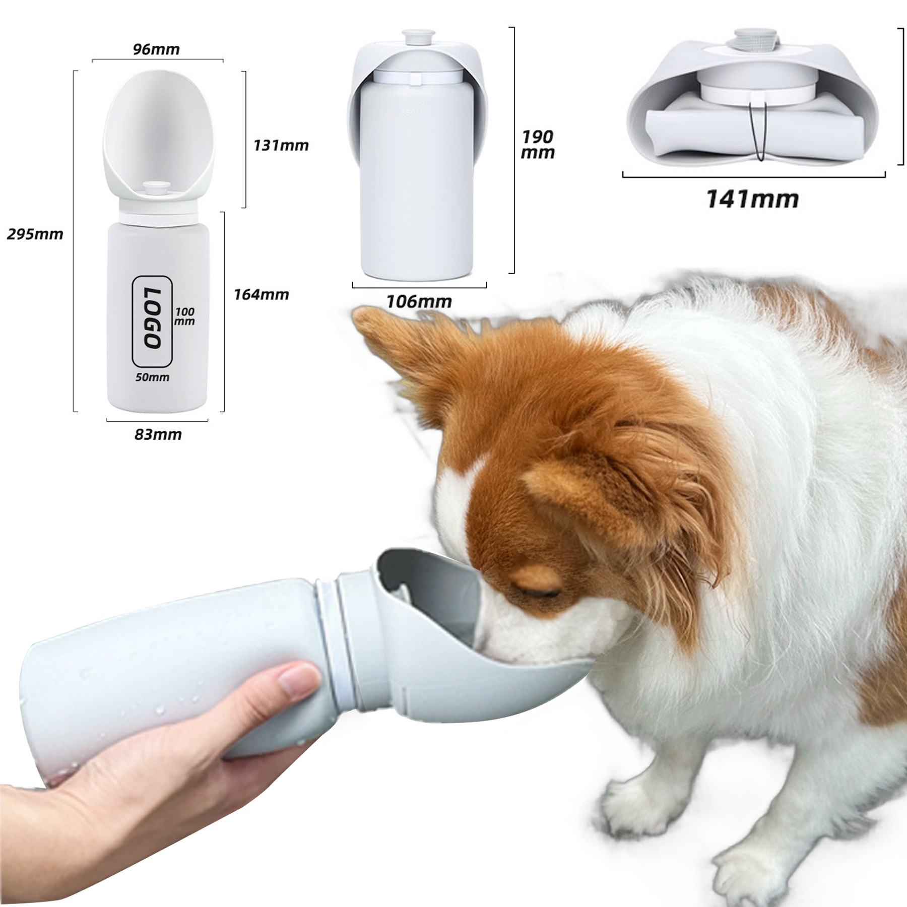 Collapsible Pet Water Bottle - 25 fl oz Food-Grade Silicone 6