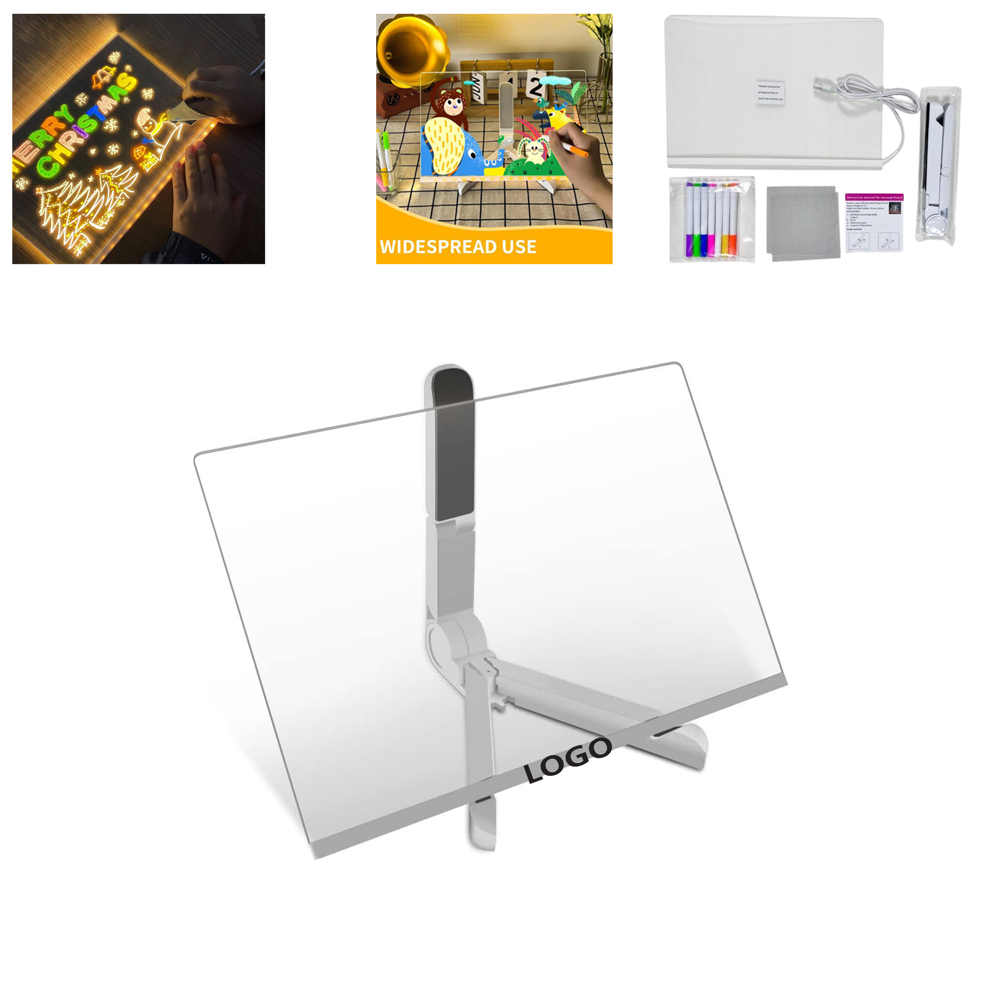 Desk LED Letter Message Acrylic Board With 7 Colors Pens 1