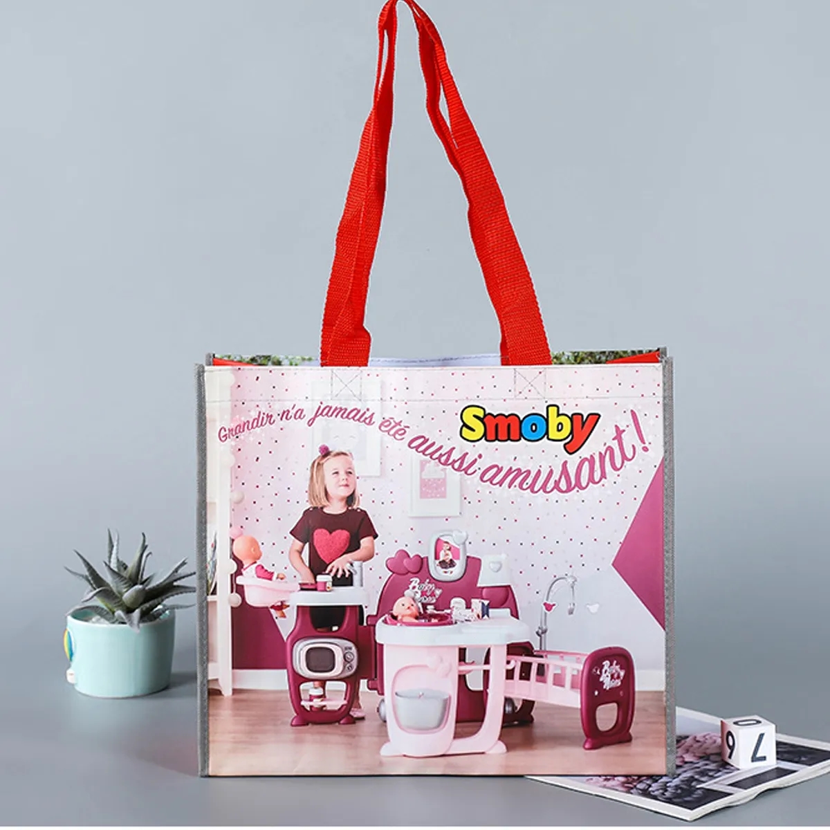 Laminated Nonwoven Tote Bag Full Color Custom Logo, custom non-woven bag with logo imprint 6