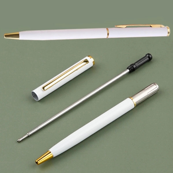 Slim Twist Metal Hotel Pen With Gold Trim 2