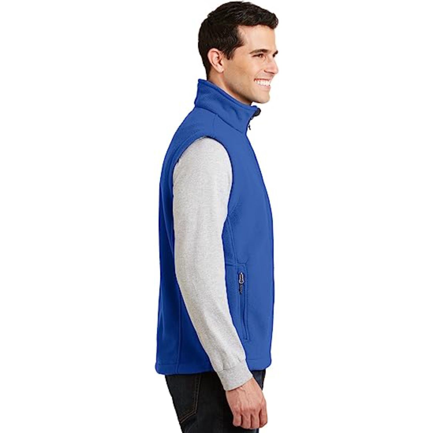 REPREVE® - Men's Recycled Sleeveless Full Zip Fleece Vest w/ Pocket & Wrinkle Resistance 3