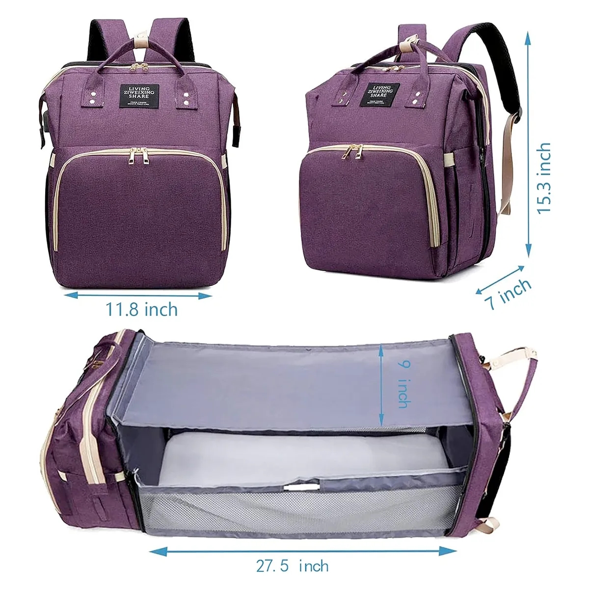 Diaper Bag Backpack with Changing Station 7