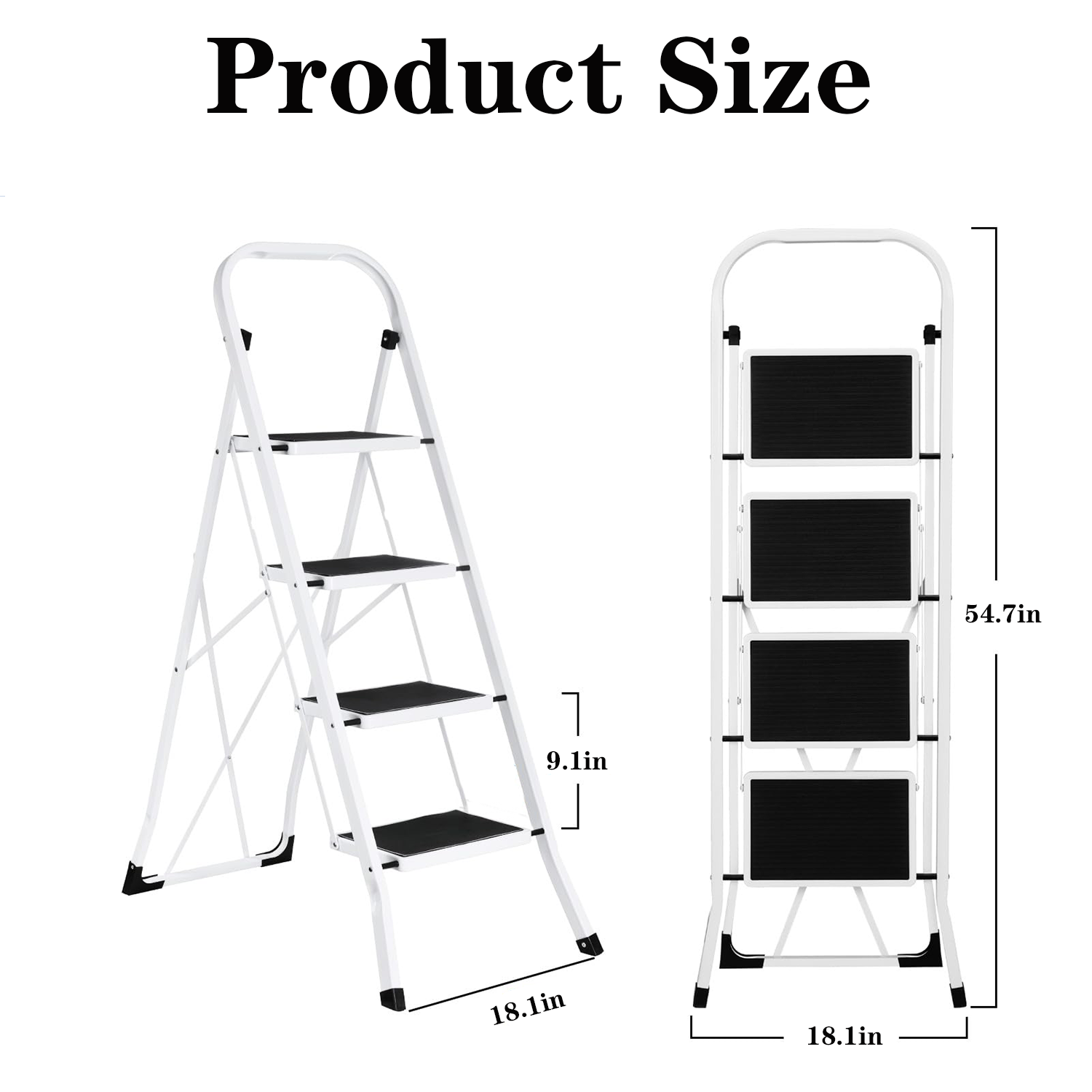 White Anti-Slip Four-Step Folding Ladder 2
