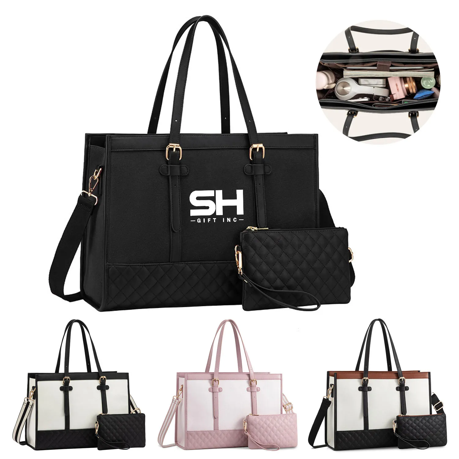 Waterproof PU Leather Laptop Tote Bag 6