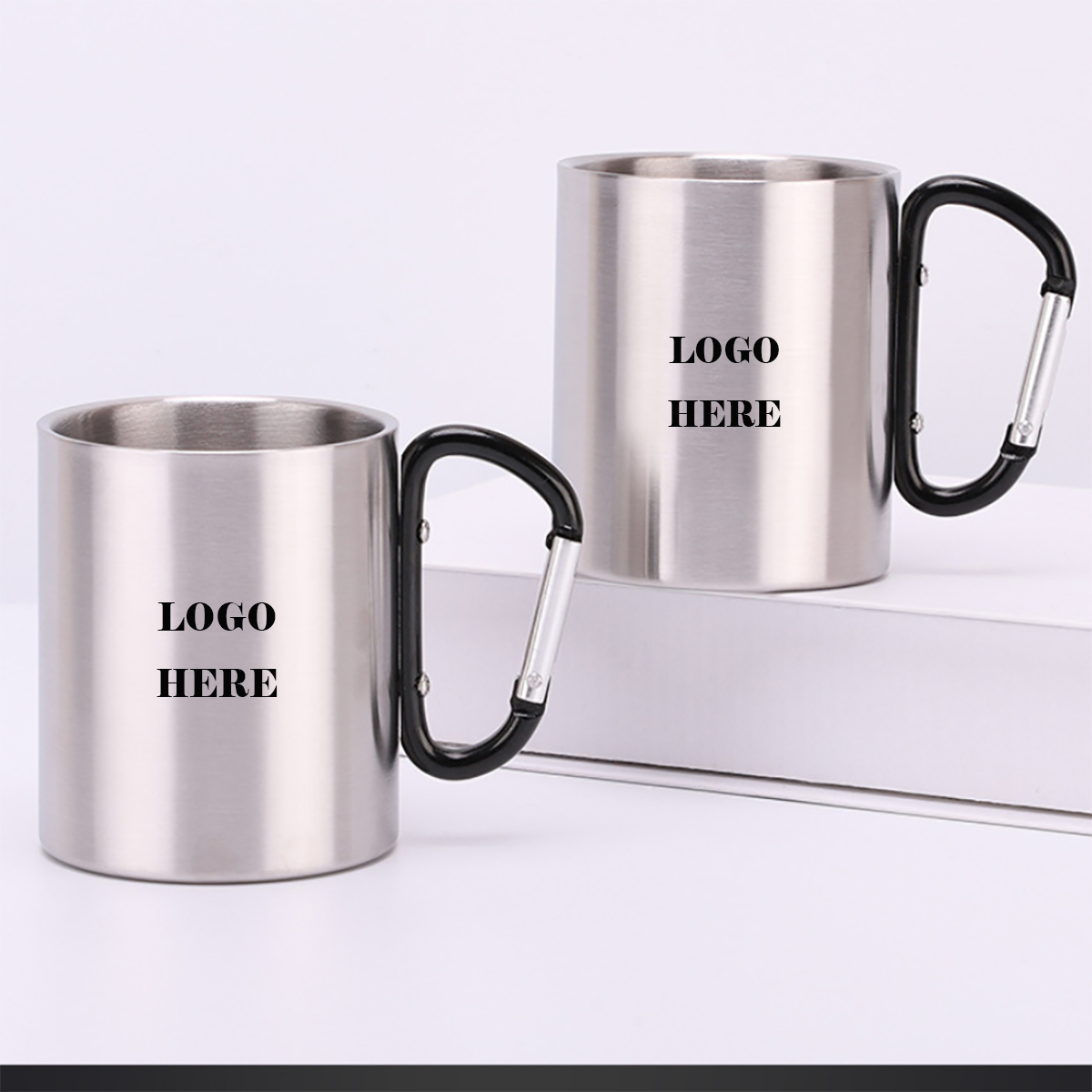 300ML/10Oz Carabiner Portable Staineless Steel Cups Outddoor 1