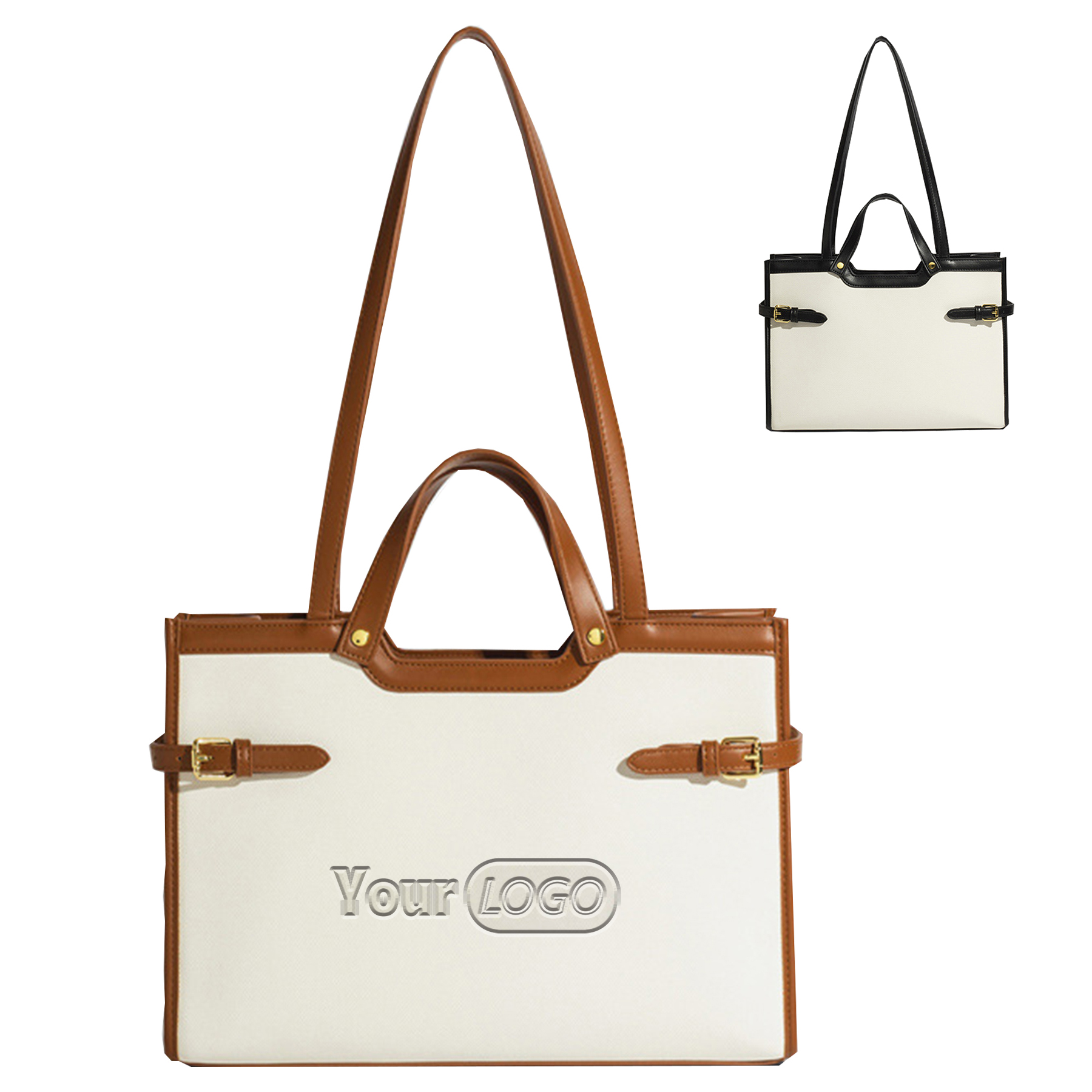 PU Business Work tote Bag for Women, custom tote bag with logo imprint 3