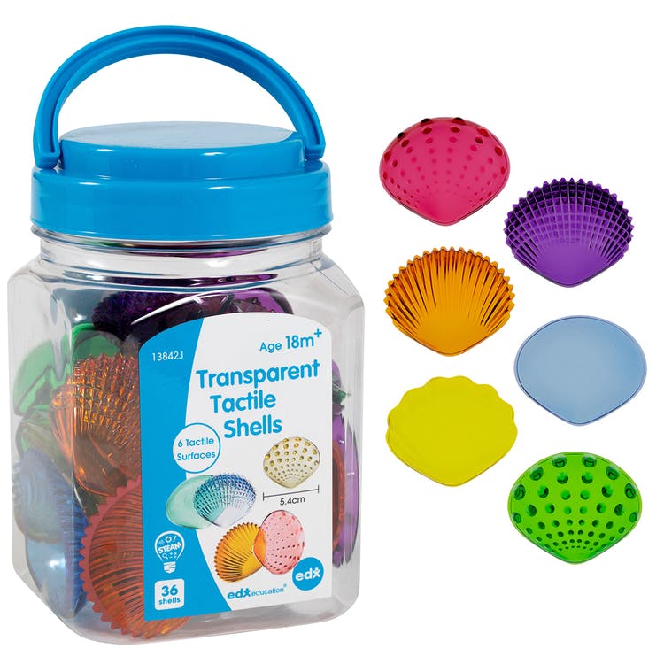 Transparent Tactile Shells - Assorted Colors 36 Pieces 2