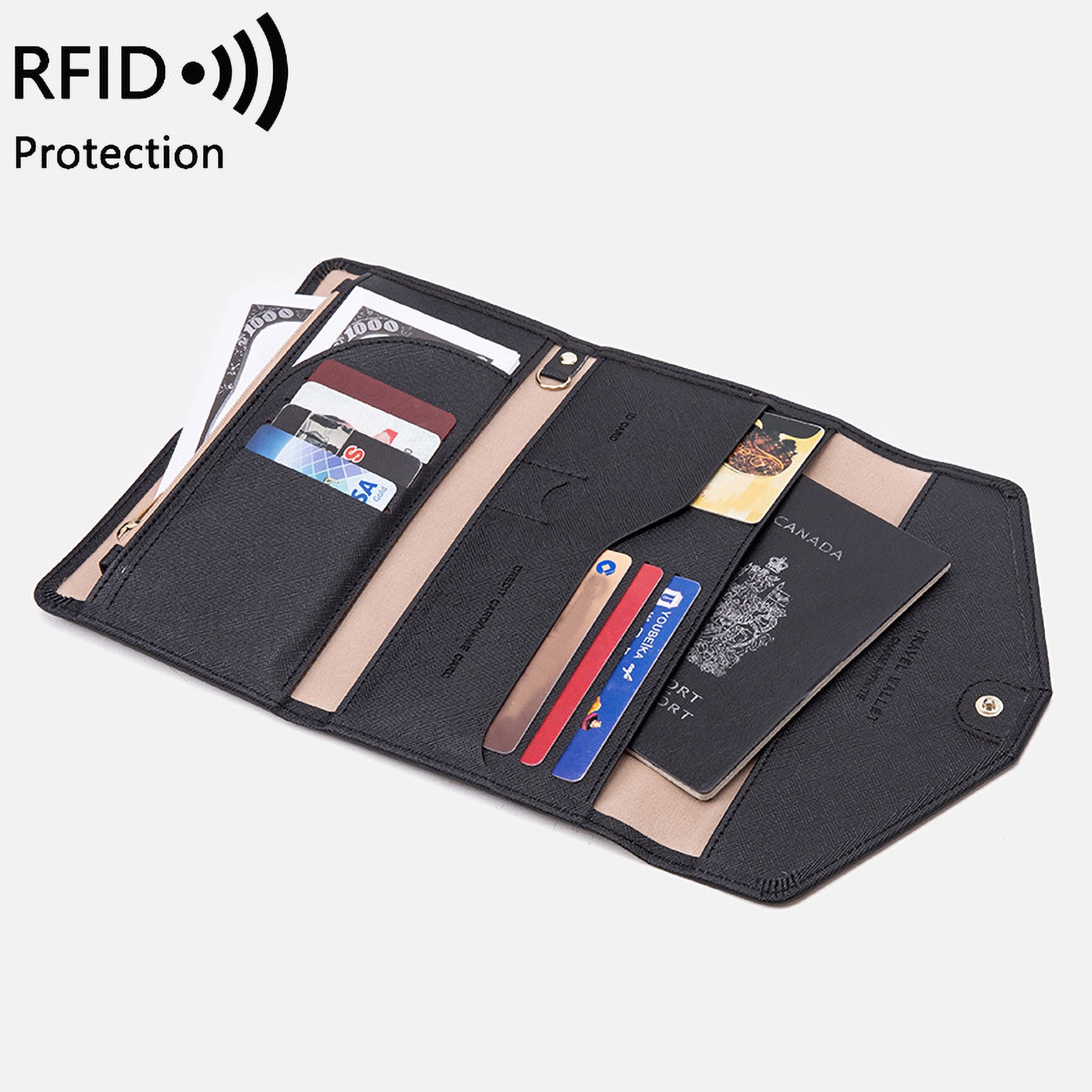 Mulit-Purpose Rfid Blocking Passport Holder Travel Wallet 6